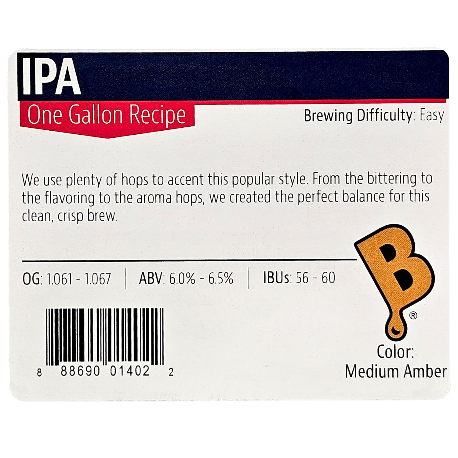 Home Brew Ohio One gal Beer Ingredient Kit IPA(India Pale Ale)