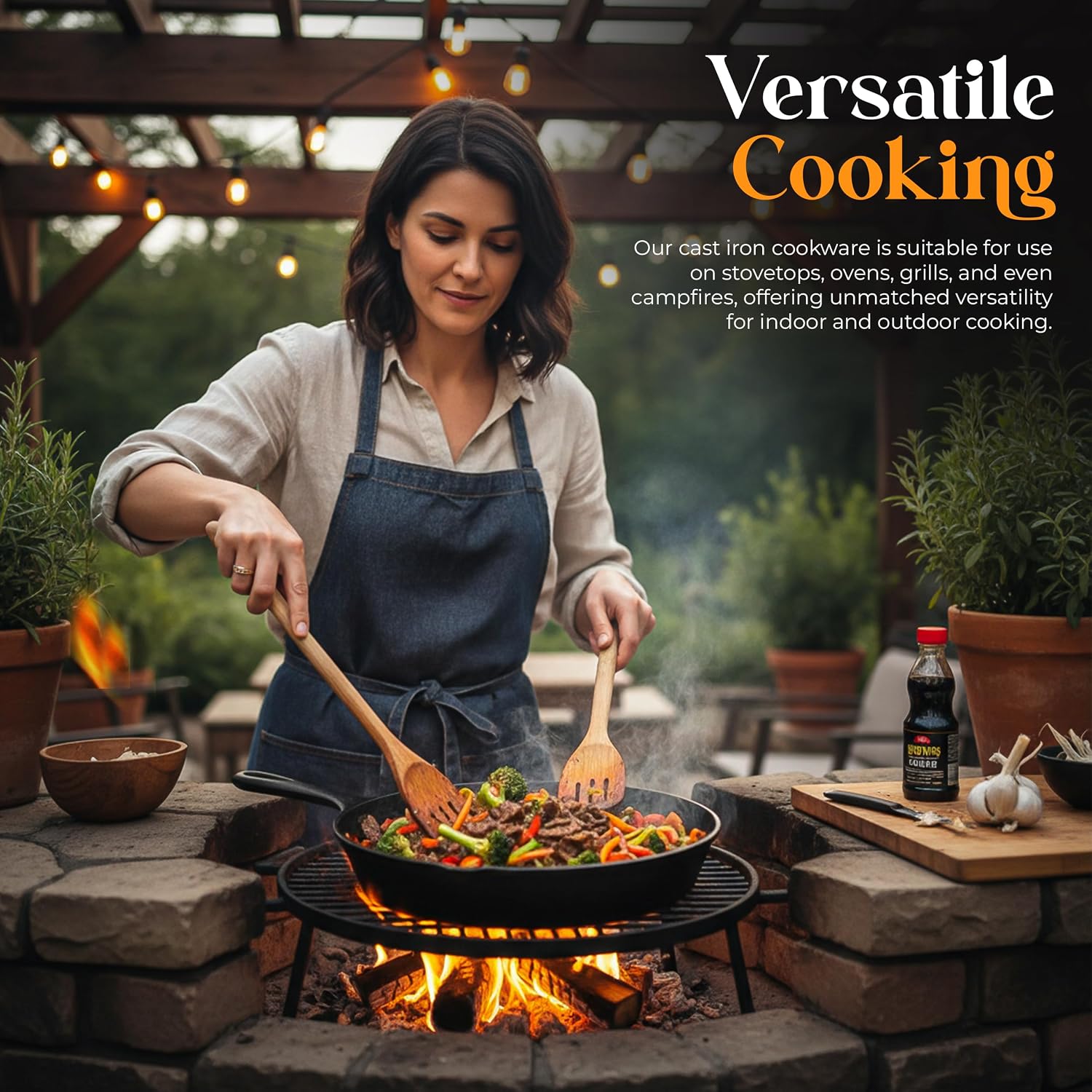 Utopia Kitchen Cast Iron Skillet Set 3 Piece 6 8 10 Inch PFAS-Free Black | Chef Pan, Even Heat Distribution, Stovetop, Campfire and Grill Safe, Large Skillet Set, Indoor Outdoor Use