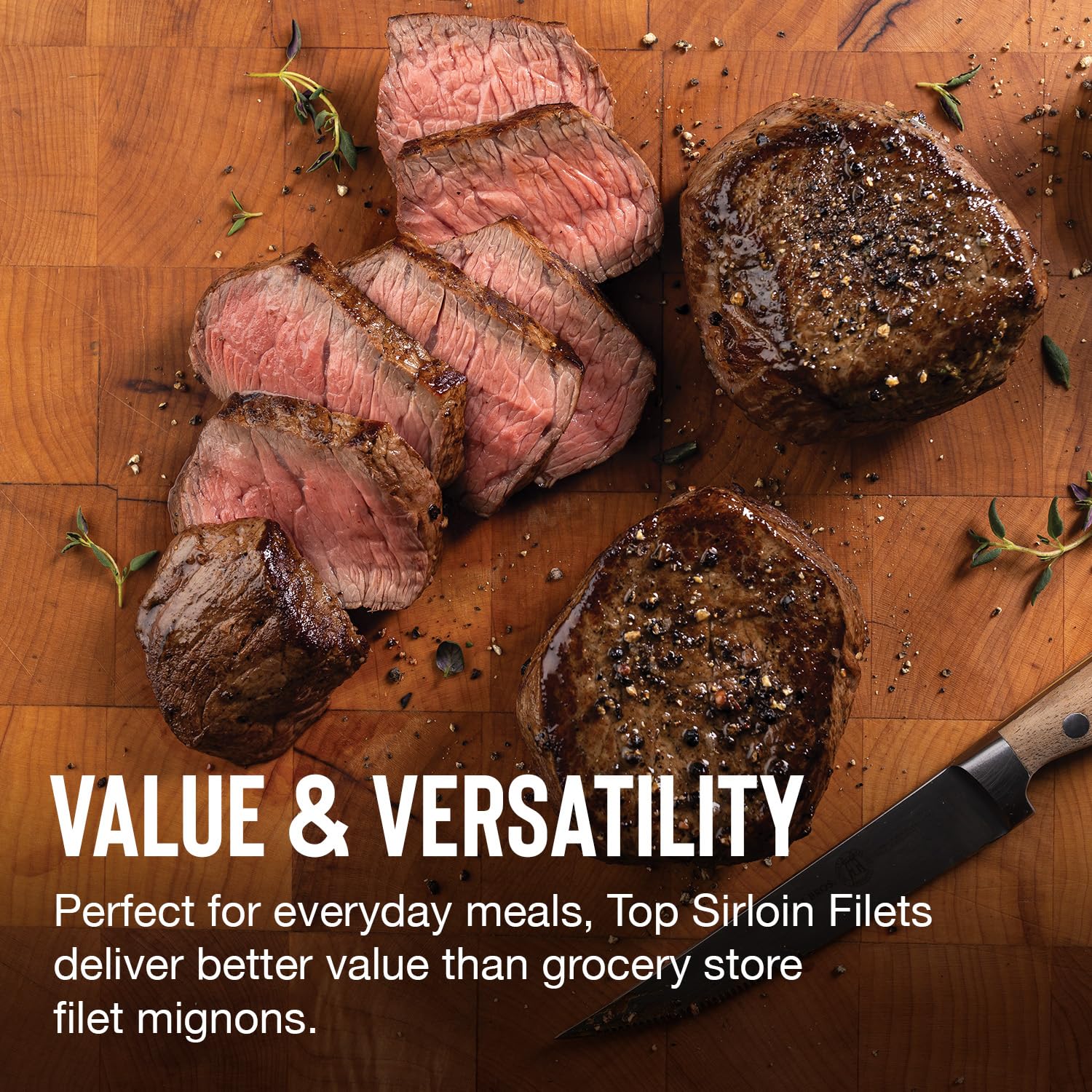 Omaha Steaks Freezer Filler Grilling Gift, 25 Items | 4 top sirloin filets, 4 chicken breasts, 8 classic burgers, 4 jumbo franks, 4 tartlets