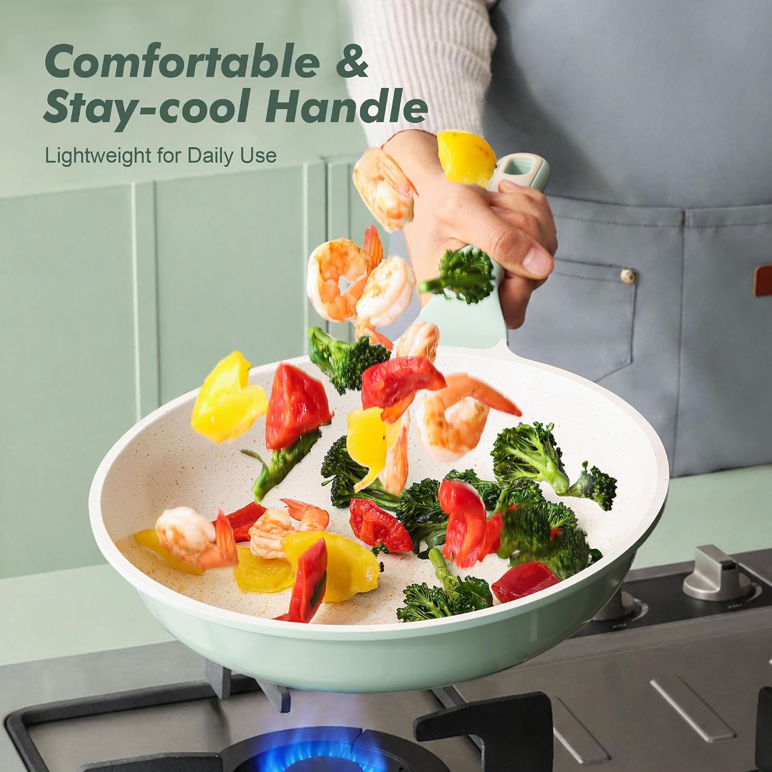 SENSARTE Nonstick Frying Pan Skillet, Swiss Granite Coating Omelette Pan, Healthy Stone Cookware Chef's Pan