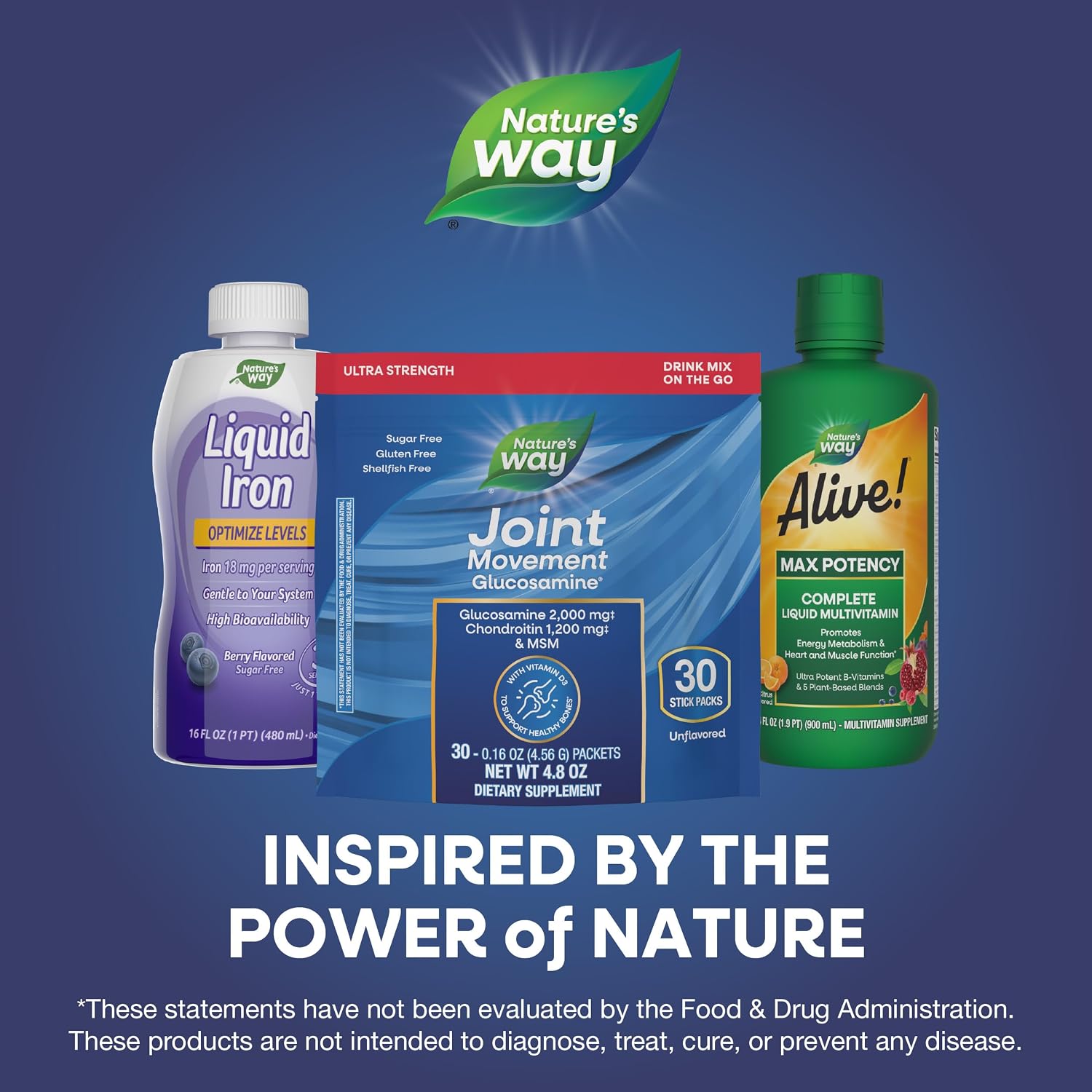 Nature's Way Joint Movement Glucosamine Liquid, Chondroitin, Berry, 16 oz | MSM with Vitamin D3 & Hyaluronic Acid, Fast-Absorbing Liquid, Joint Support Supplement*, Berry Flavored