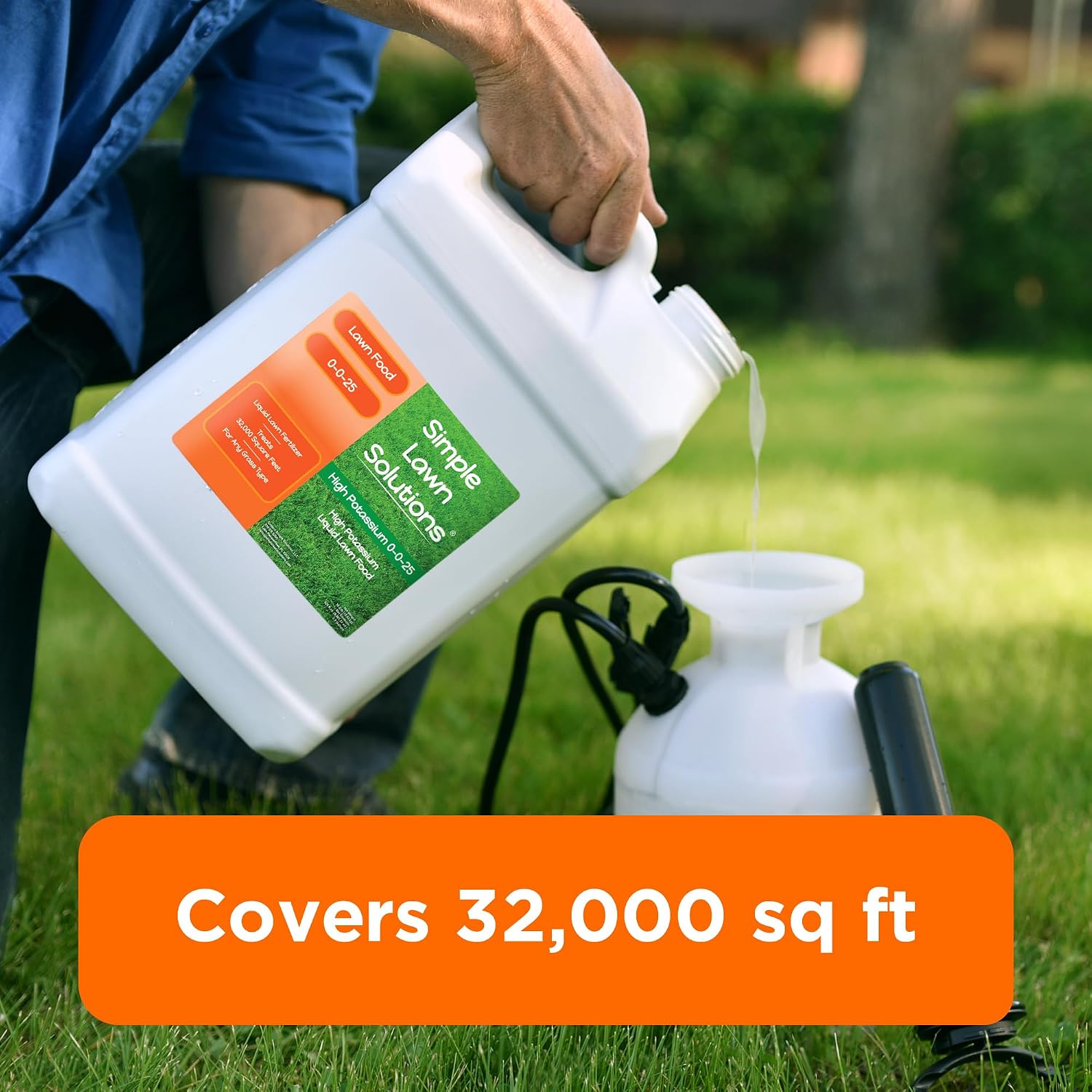 Simple Lawn Solutions - High Potassium Lawn Food Liquid Fertilizer 0-0-25 - Concentrated Spray - Turf Grass Vigor and Plant Hardiness - Summer and Fall - Any Grass Type (32 Ounce)