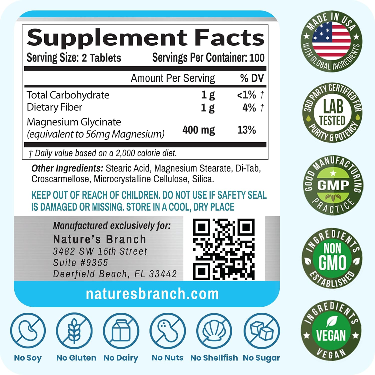 Magnesium Glycinate 400mg | 200 Tablets – High Absorption for Sleep & Heart