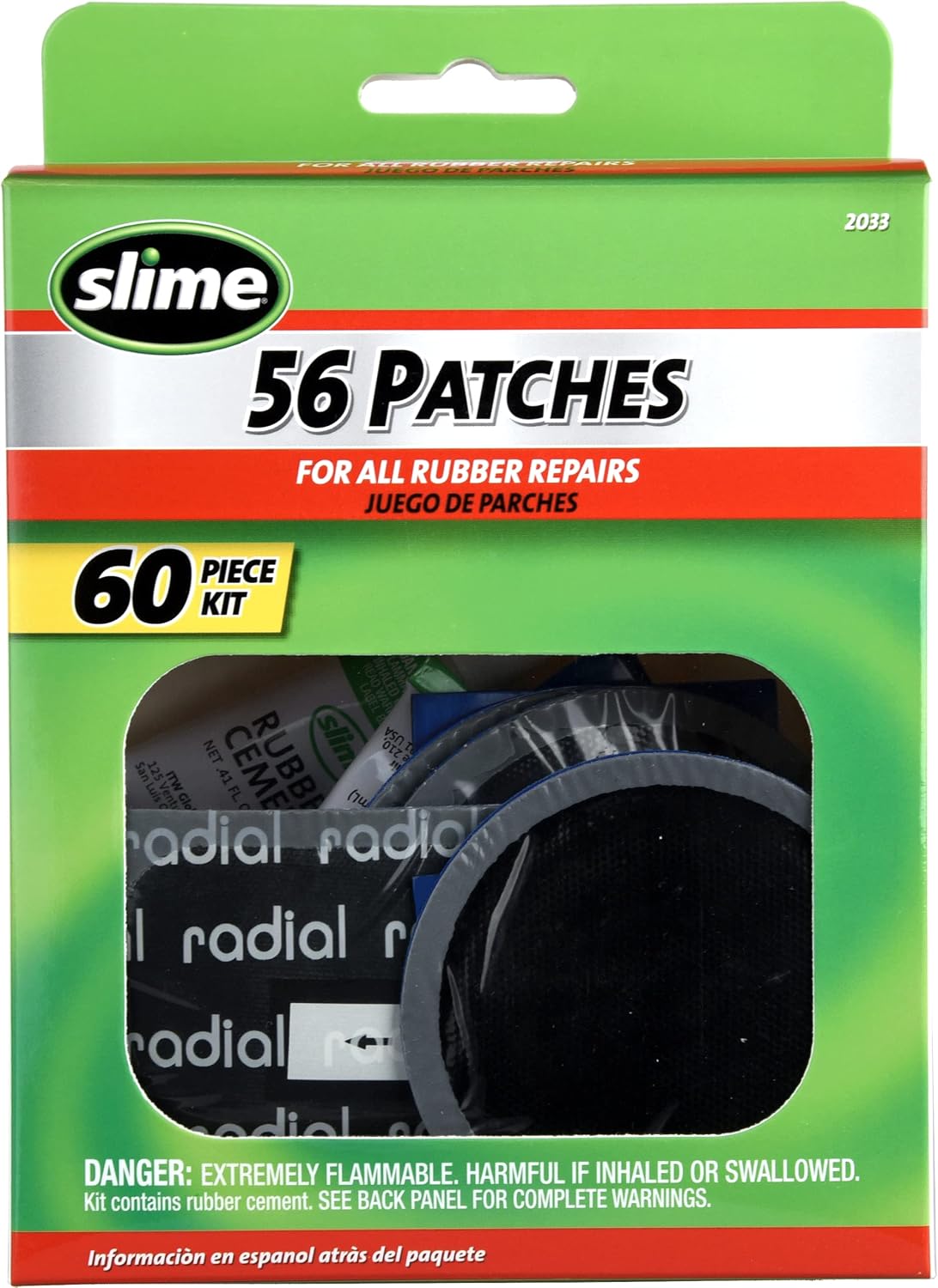 Slime 1022-A Tube Rubber Patch Kit, for Bikes and Other Inflatables, Contains, 5 Patches, Scuffer and Glue