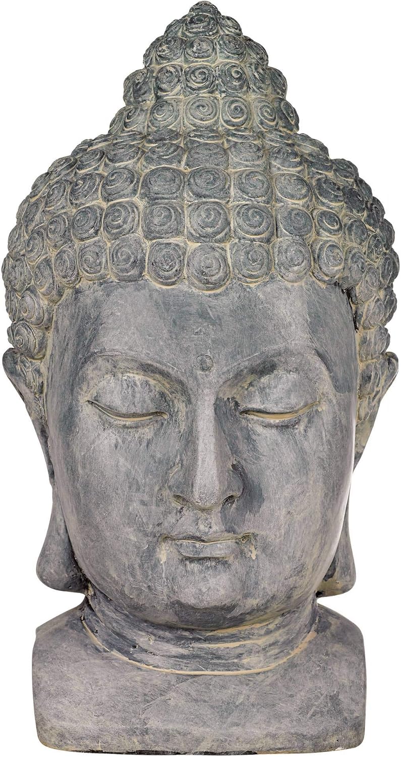 John Timberland Meditating Buddha Head 18 1/2" High Outdoor Statue | Sculpture Zen Asian Japanese Garden Decor Front Porch Patio Yard Outside Home