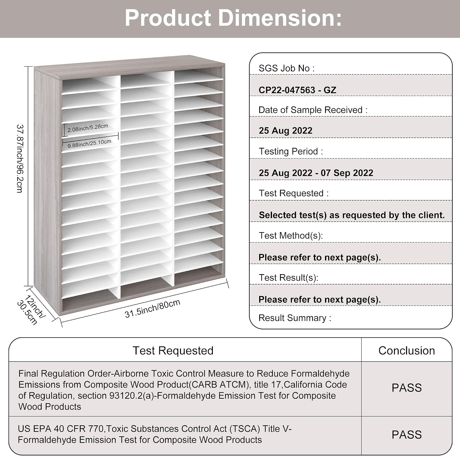 EasyPAG 12 Compartments Wooden Literature Organizer with Adjustable Shelves, 6000 Sheets Capacity Paper Organizer