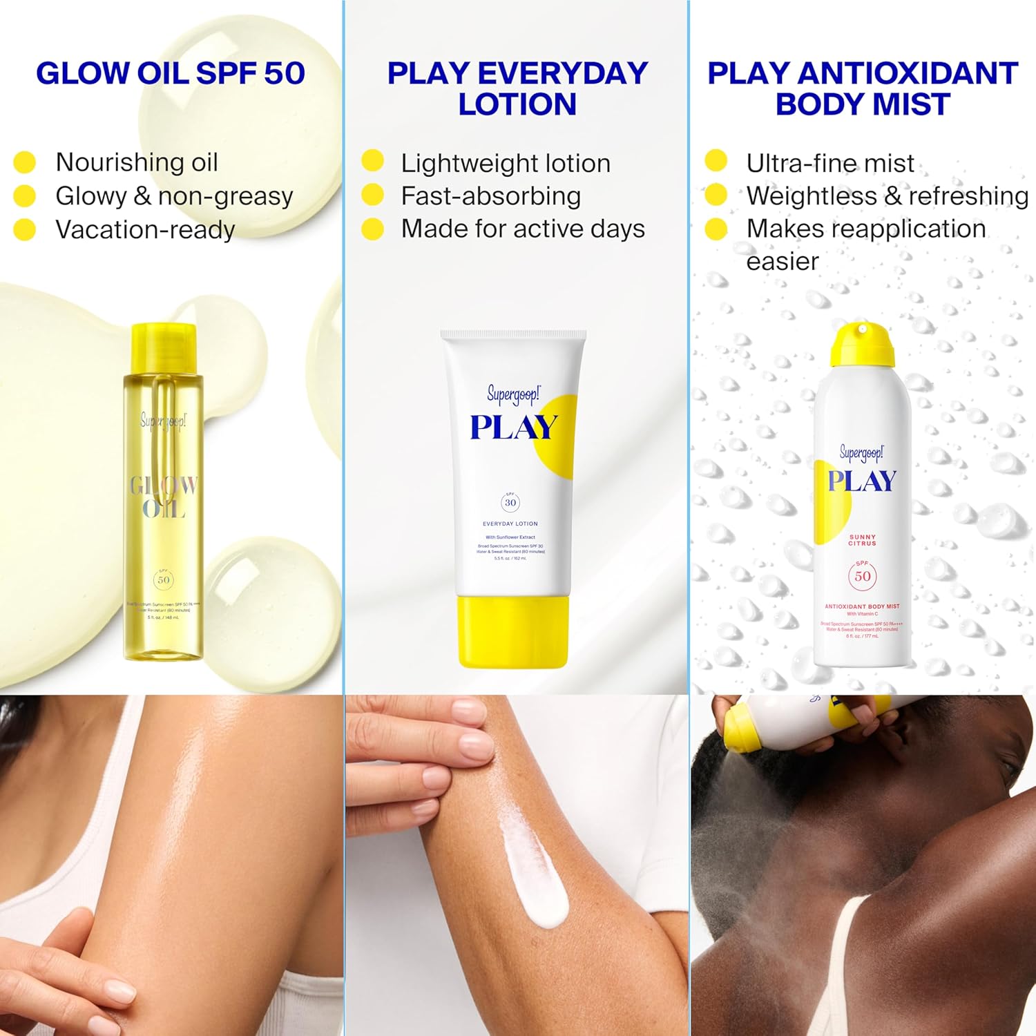 Supergoop! PLAY Antioxidant Body Mist Vitamin C -SPF 50 PA++++ Broad Spectrum Sunscreen - Body Spray - Great for Active Days