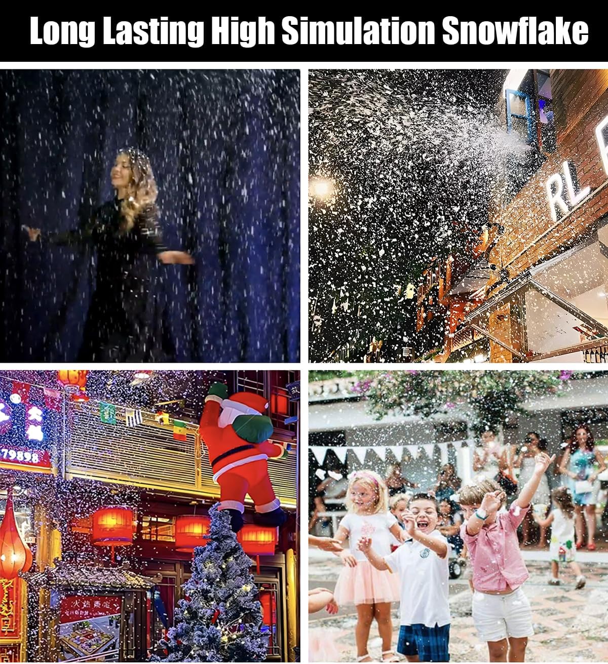 LANGXUN Flakes Snow Machine Fluid, 5 Bottles Concentrated Snow Fluid With 1pcs 1.32 gallon diluted storage bag