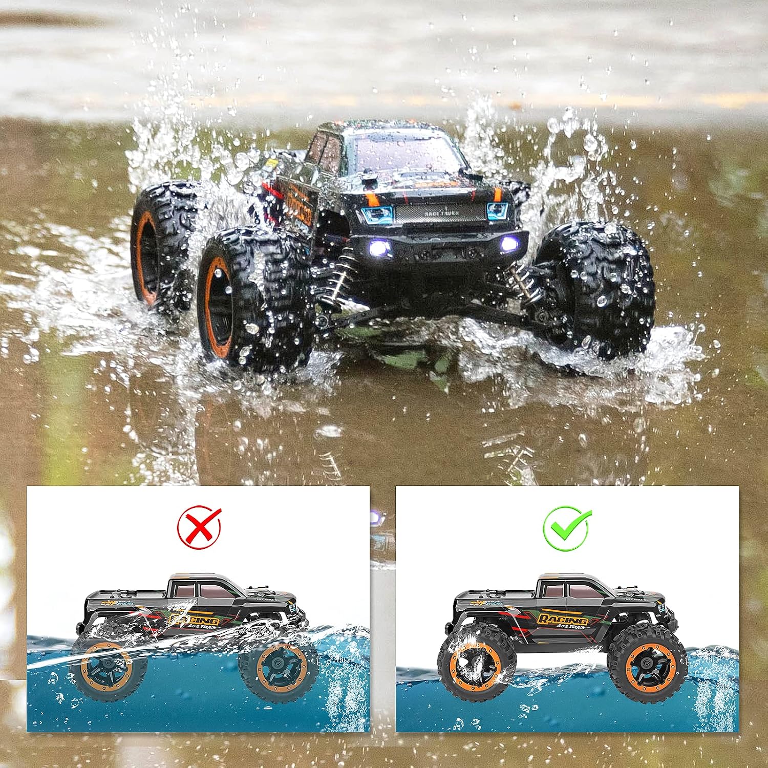 HAIBOXING Remote Control Car 16889, 1:16 Scale 2.4Ghz RC Cars 4x4 Off Road Trucks, Waterproof RTR RC Monster Truck 36KM/H