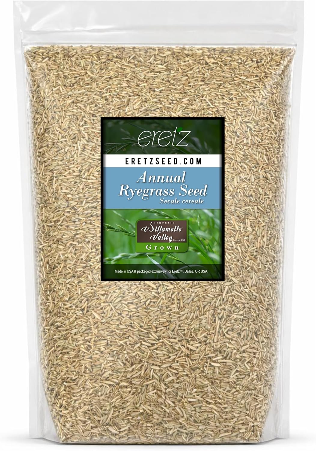 Annual RyeGrass Seed by Eretz - Willamette Valley, Oregon Grown. No fillers, No Weed or Other Crop Seeds (3lb)