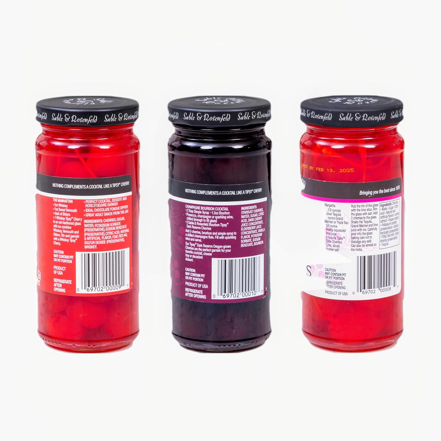 Sable & Rosenfeld Bourbon Tipsy Dark Reserve Cherries, 10 oz, Pack of 1