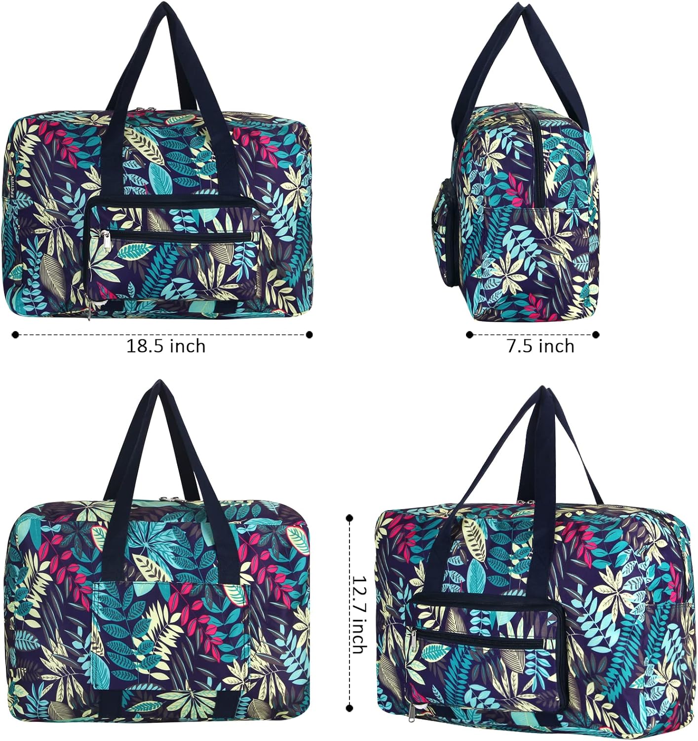 Travel Foldable Waterproof Duffel Bag - Lightweight Carry on Luggage Tote Duffel Bag(Black Floral)
