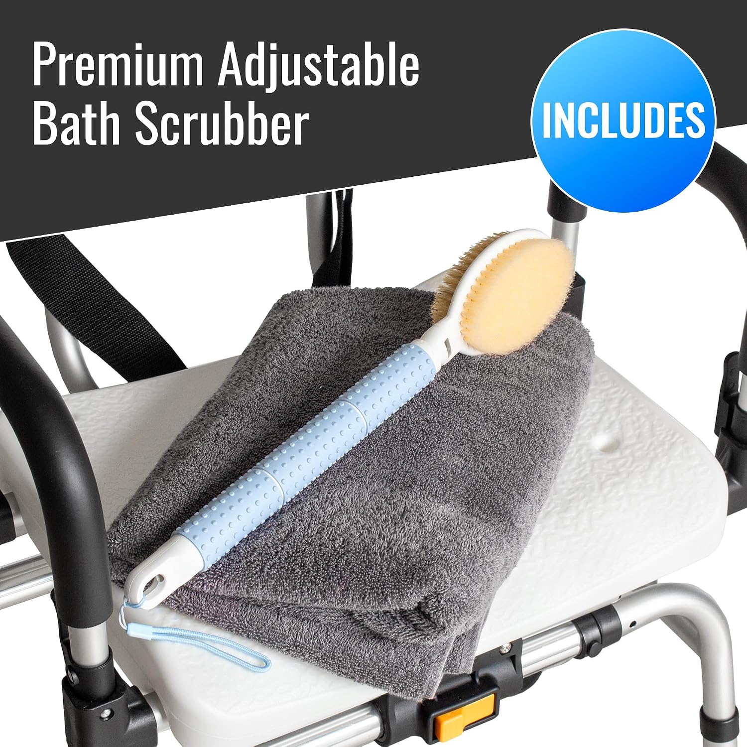 DMI Tub Transfer Bench and Shower Chair with Non Slip Aluminum Body, FSA Eligible, Adjustable Seat Height and Cut Out Access, Holds Weight up to 400 Lbs, Bath and Shower Safety, Transfer Bench