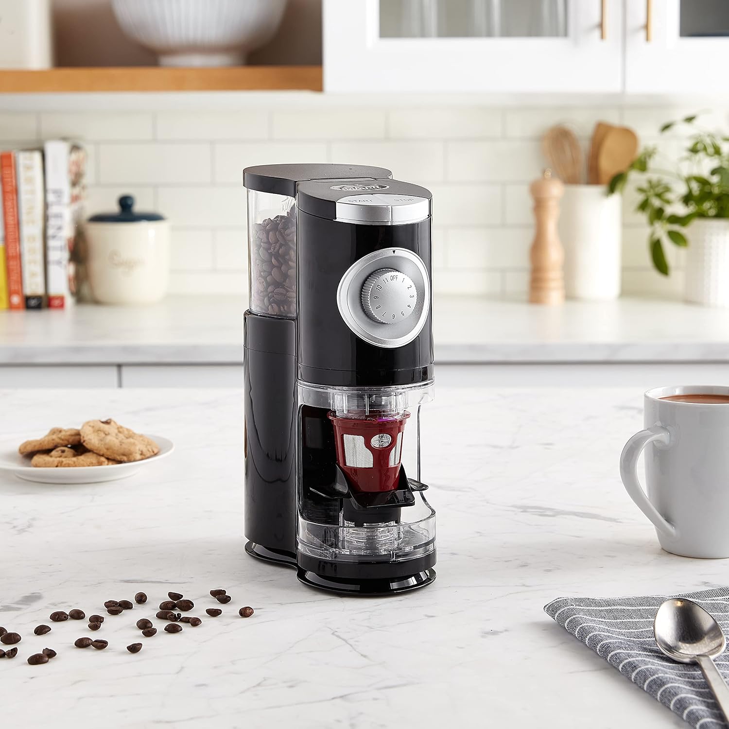 SOLOGRIND 2-in-1 Automatic Single Serve Coffee Burr Grinder for Coffee Pod,Black,1 EA