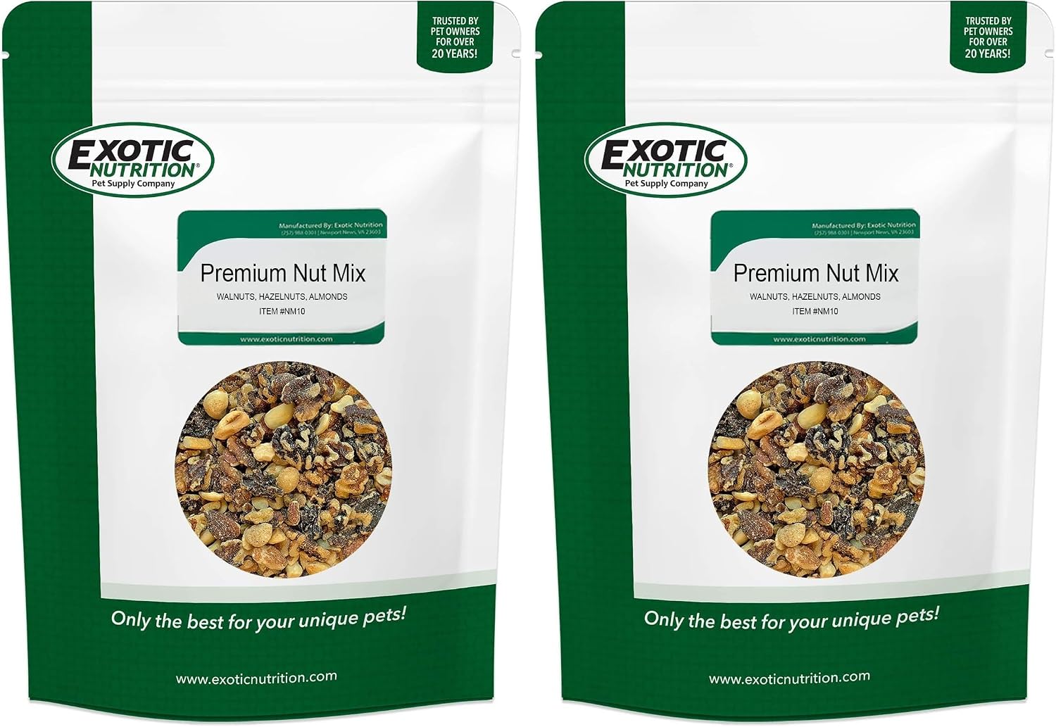 Exotic Nutrition Premium Nut Mix - Unroasted, Unsalted Walnuts, Hazelnuts, Almonds - Food & Treat for Squirrels, Parrots & Other Small Pets (5 lb.)