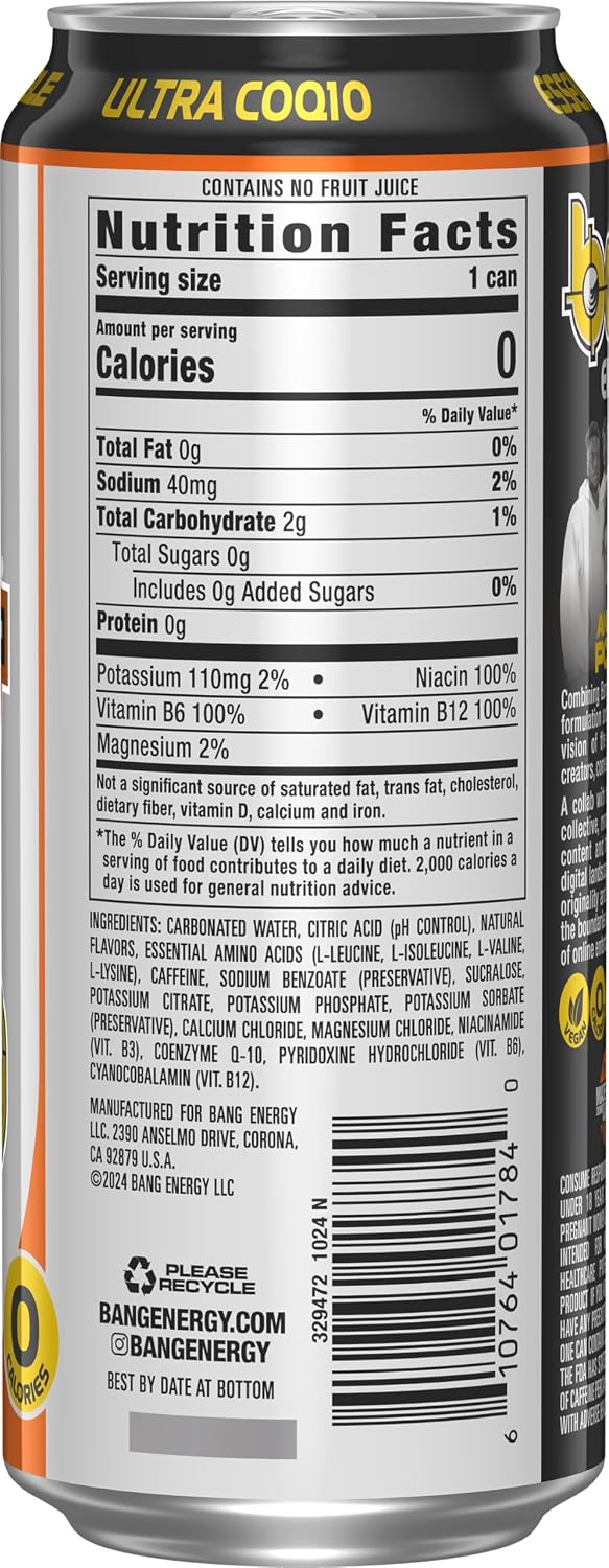 Bang Energy Blue Razz, Sugar-Free Energy Drink, 16-Ounce | Pack of 12