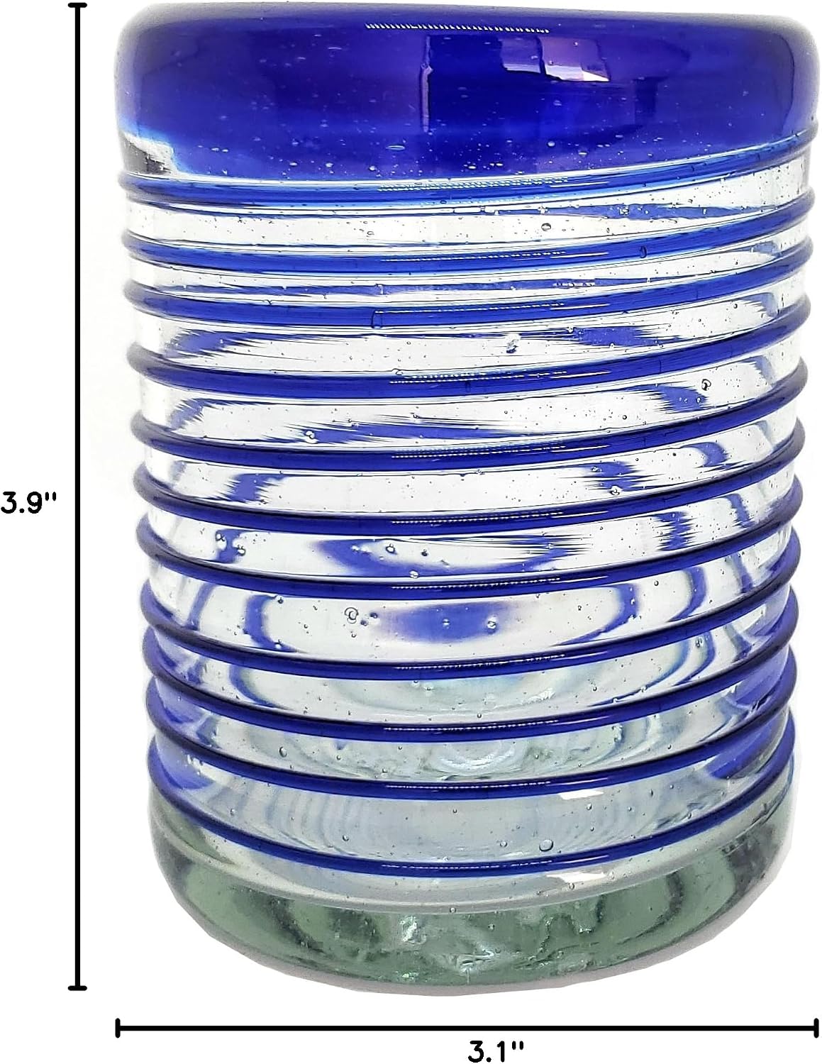 Cobalt Blue Spiral 14 oz Drinking Glasses (set of 6), Recycled Glass, Lead-free, Toxin-Free (Drinking)