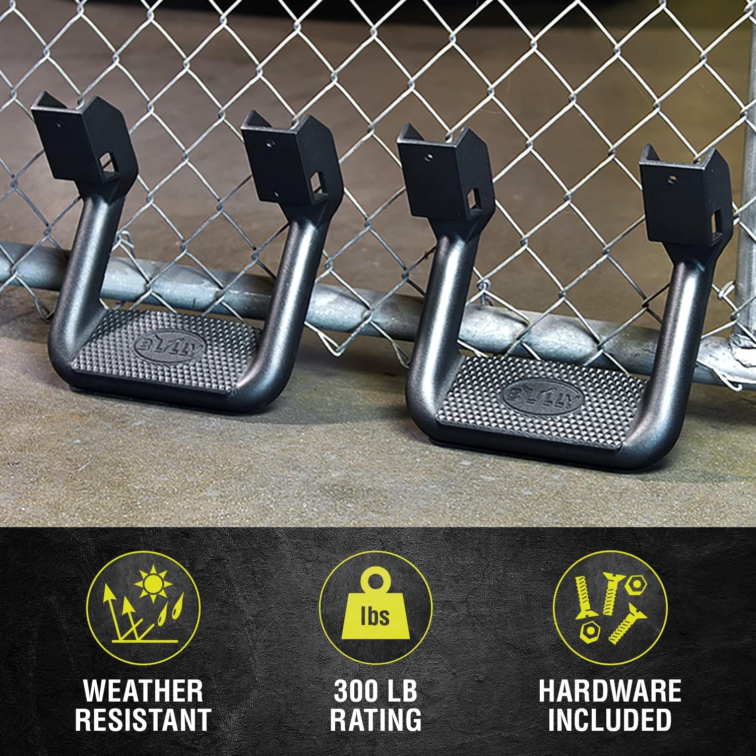Bully BBS-1103-2 Black Powder Coated Aluminum Universal Fit Truck Side Step Set of 4 for Trucks from Chevy (Chevrolet), Ford, Toyota, GMC, Dodge RAM