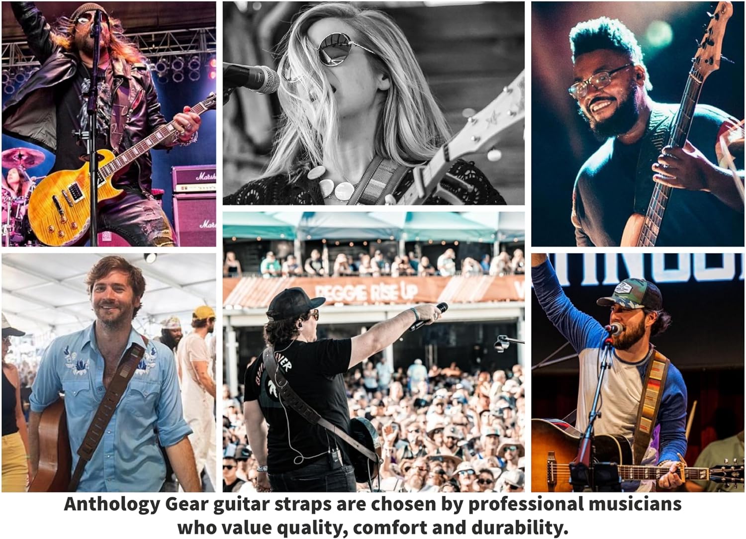 The Original Straight Up Full Grain Padded Leather Guitar Strap - For Electric, Acoustic and Bass Guitars