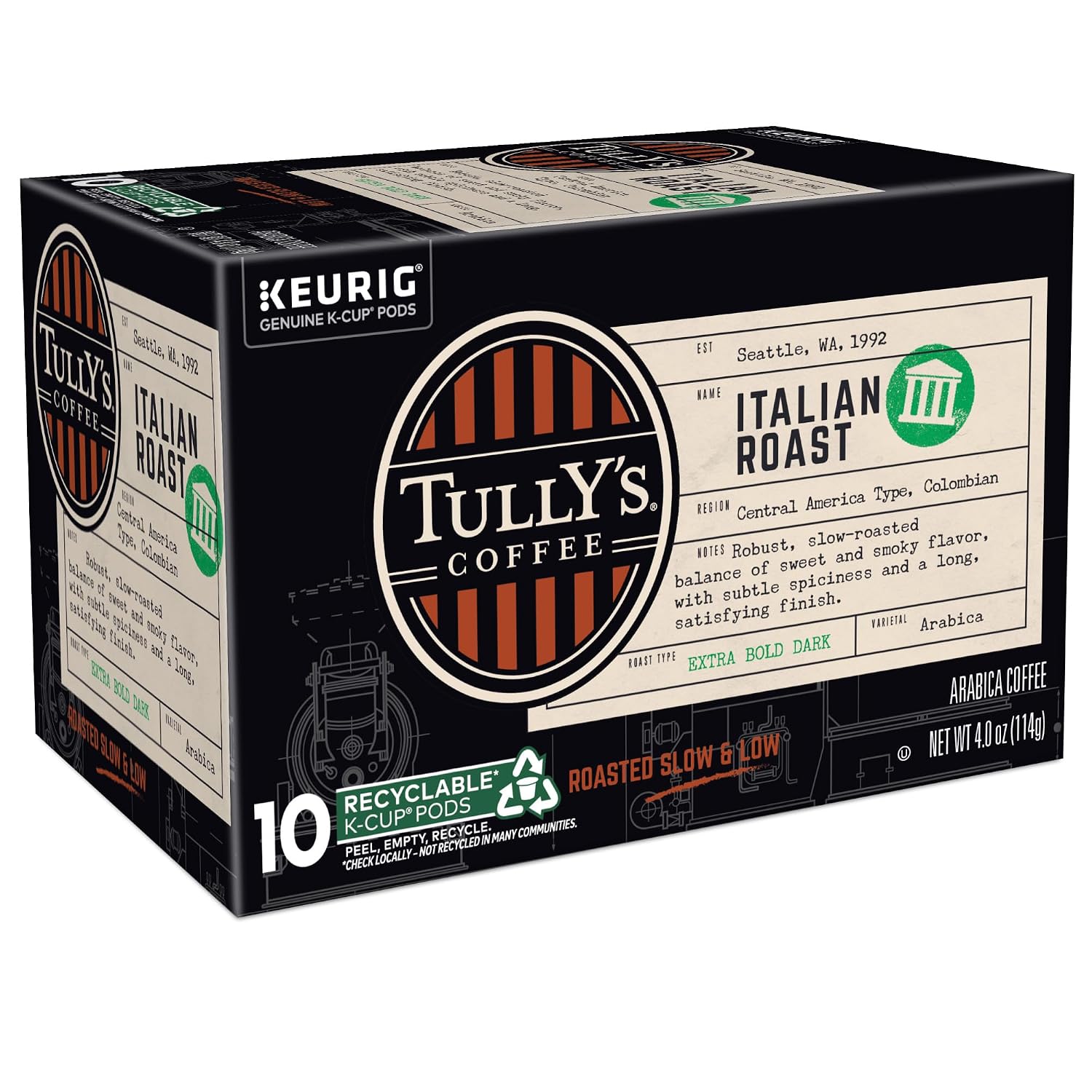 Tully's Coffee Hawaiian Blend Keurig Single-Serve K-Cup Pods, Medium Roast Coffee, 96 Count