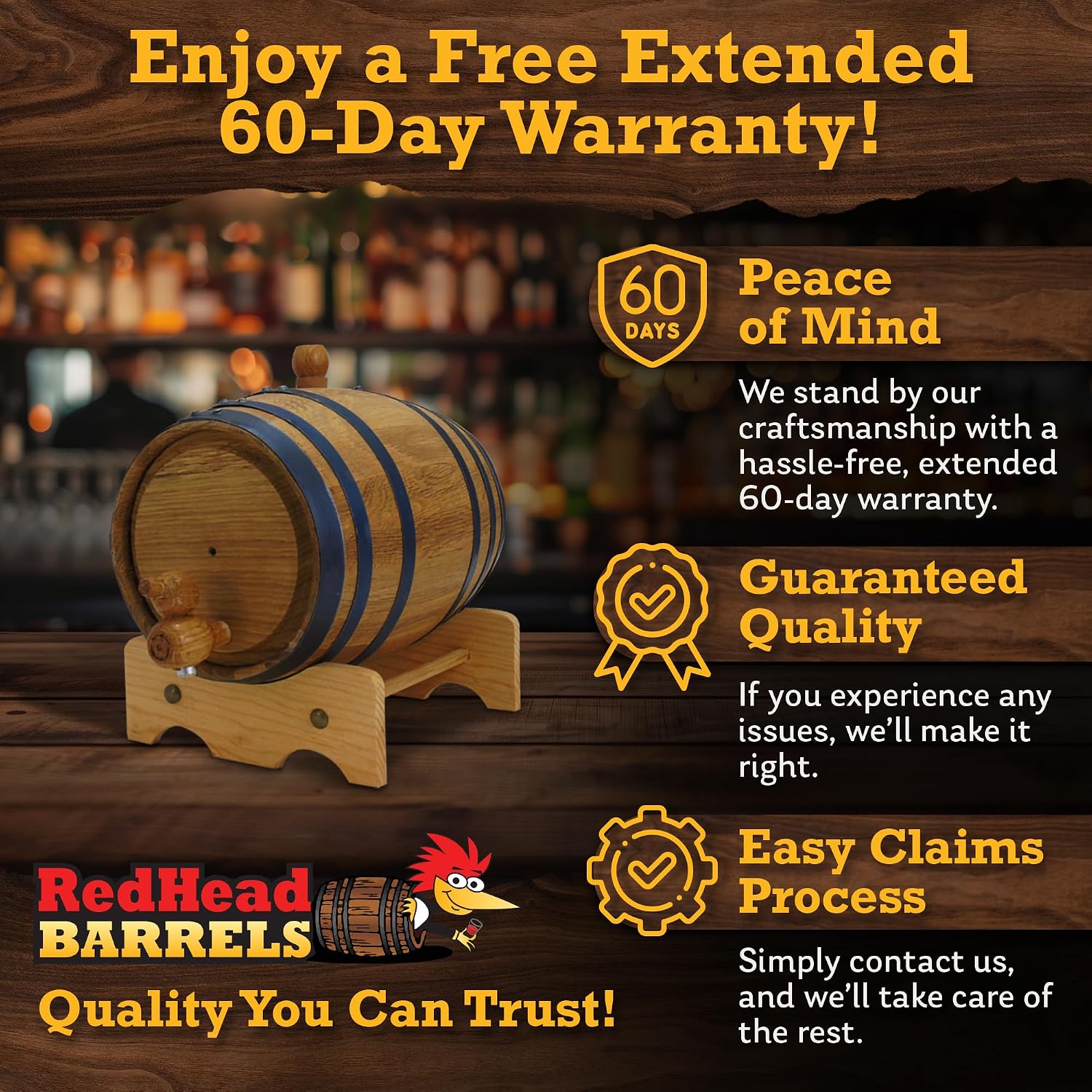 3L Charred Oak Aging Barrel for Whiskey, Rum & Wine