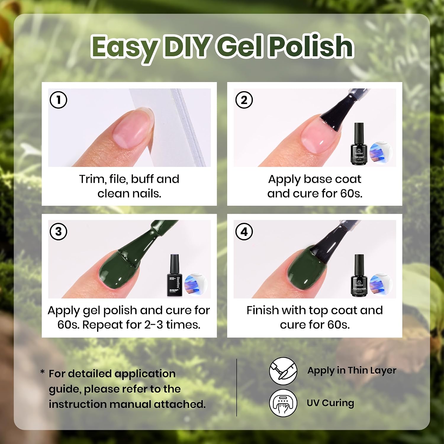 Beetles Green Gel Polish Set, 6 Colors Misty Forest Collection