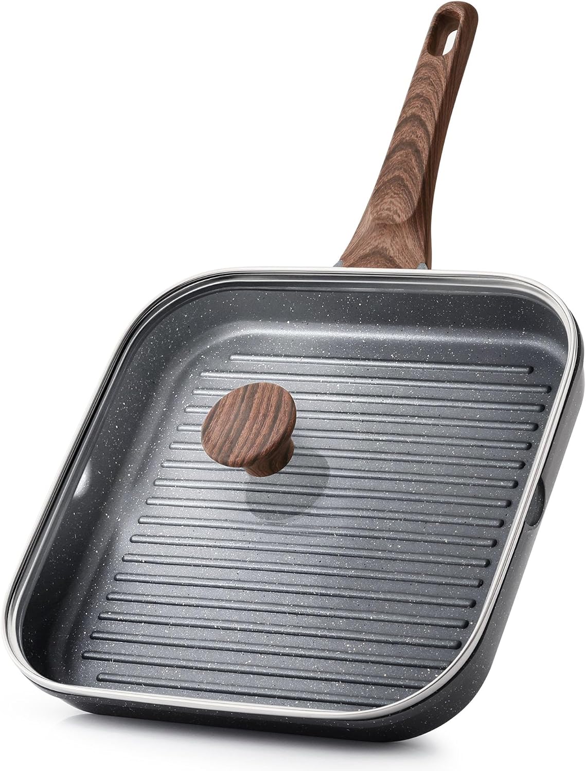 SENSARTE Nonstick Griddle Grill Pan, Pro-Grid Reversible Grill & Griddle Pan, Two Burner Cast Aluminum