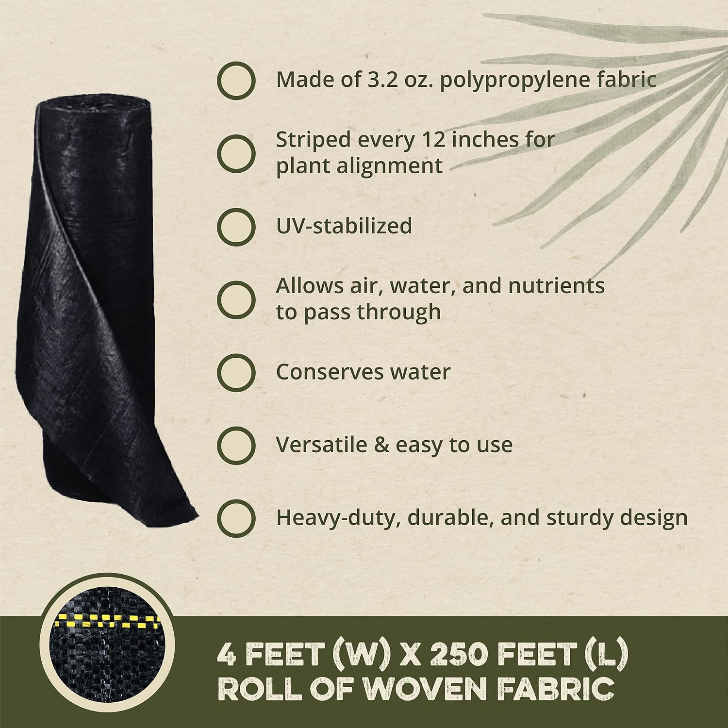 Dewitt Pro-5 Weed Barrier Fabric 5 oz, 6 x 250 Feet – Heavy-Duty | Woven Landscape Ground Cover Mat for Raised Garden Bed, Greenhouse Gardening, Outdoor Landscaping, and Commercial Planting