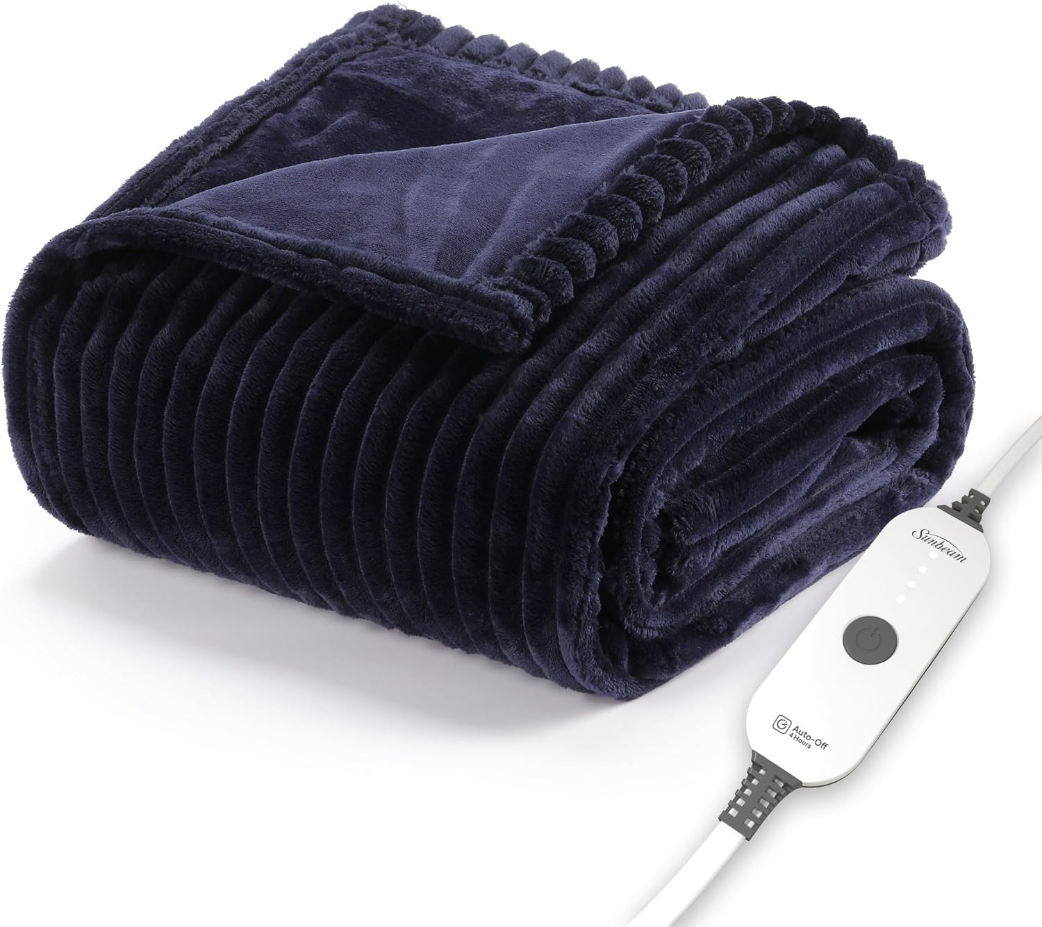 Sunbeam Electric Royal Posh Velvet Heated Blanket, 12 Heat Settings, 12-Hour Selectable Auto Shut-Off, Fast Heating, Warm and Lush, Champagne Color, King, 90" x 100"