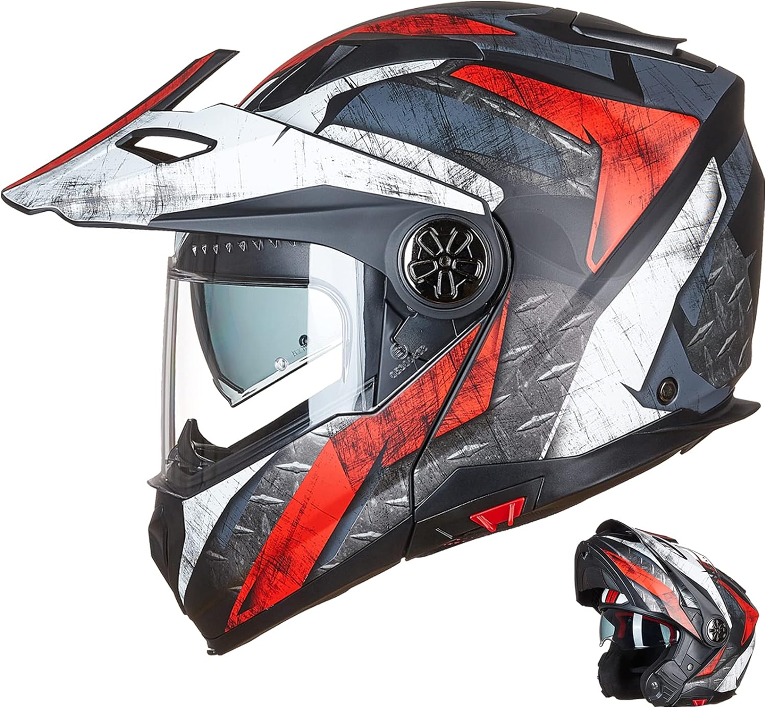 ILM Motorcycle Full Face Modular ATV Helmet Three in One Snowmobile Casco with Pinlock Anti Fog Visor for Men Women DOT Model 909F