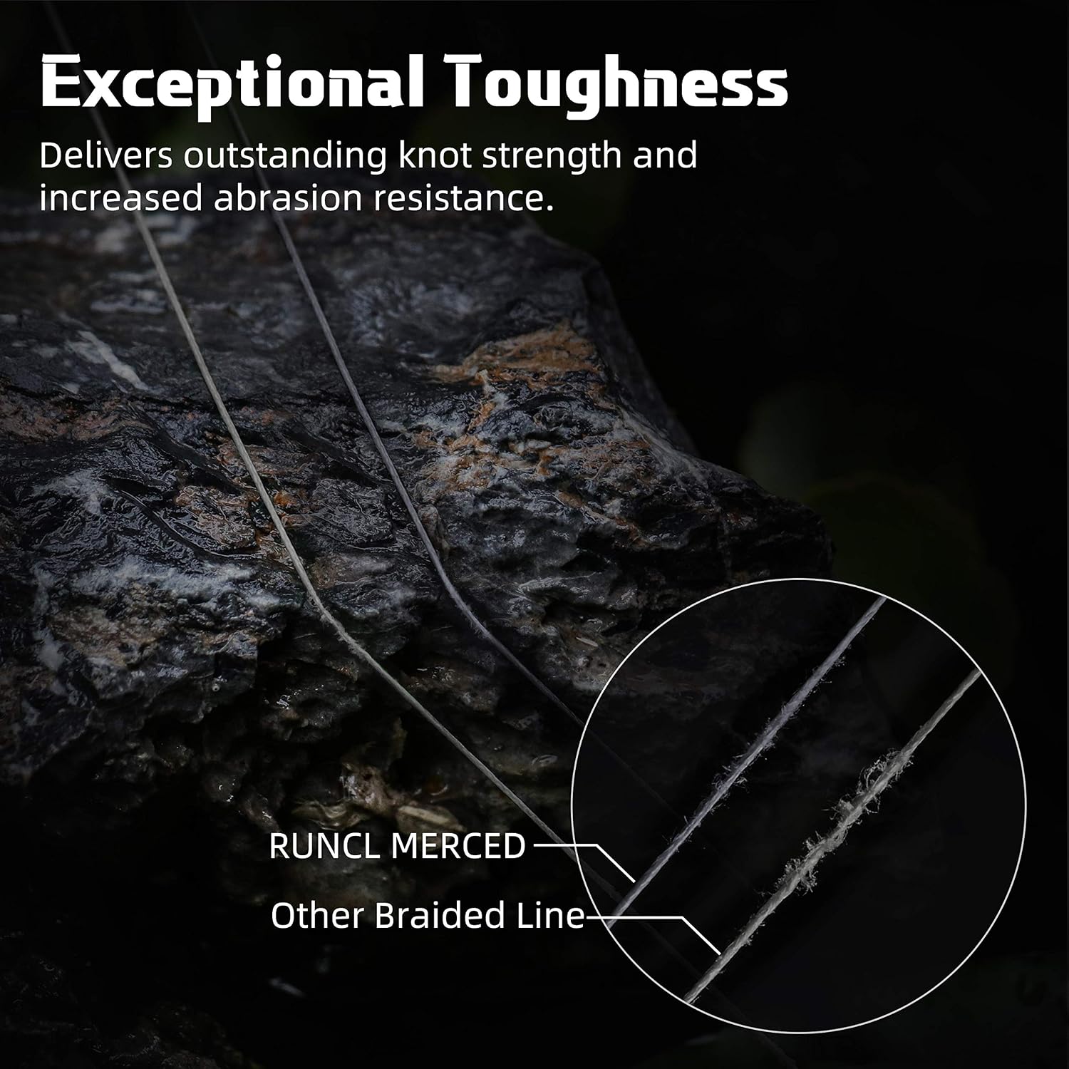 RUNCL Braided Fishing Line Merced, 1000 500 300 Yards Braided Line 4 8 Strands, 6-200LB - Proprietary Weaving Tech, Thin-Coating Tech