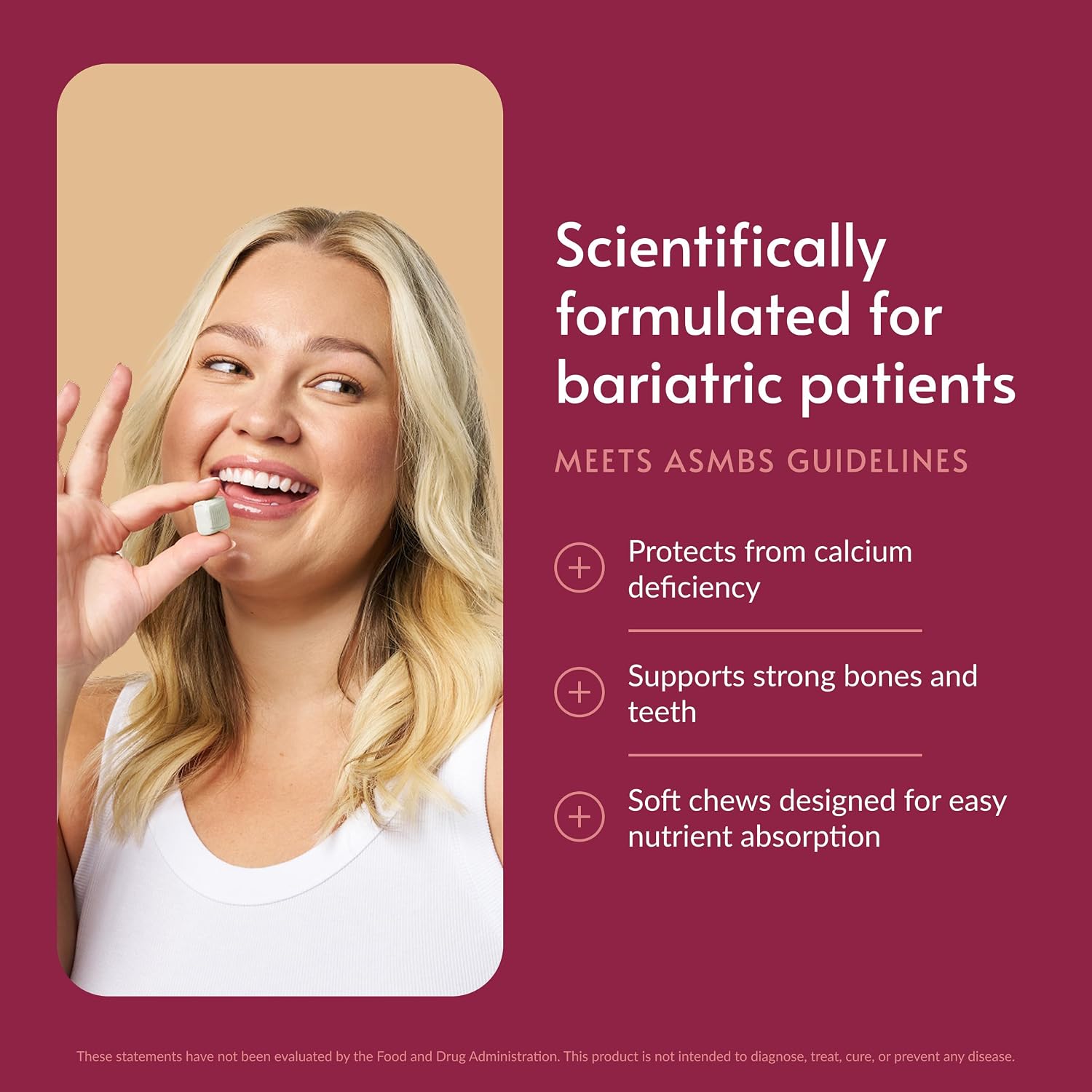 Bariatric Advantage Calcium Citrate Chewy Bites 500 mg - Highly Absorbable & Digestible - Vitamin D3 - Easily Chewable Calcium Supplement - Caramel Flavor - 90 Count