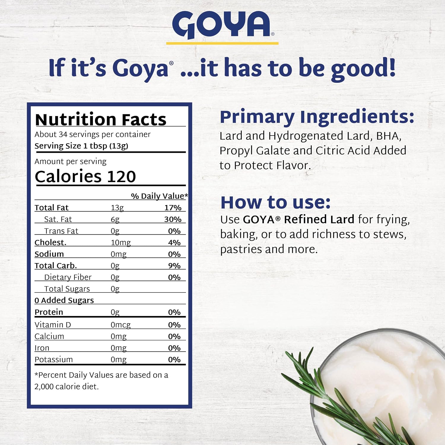 Goya Manteca Lard for Cooking and Baking, Rich Flavor for Tamales, 1 Pound | 1 Pound Tub, Premium Pork Fat, Rich Flavor for Tamales, Empanadas, And Pastries, Enjoy Any Time of Day, For Any Occasion