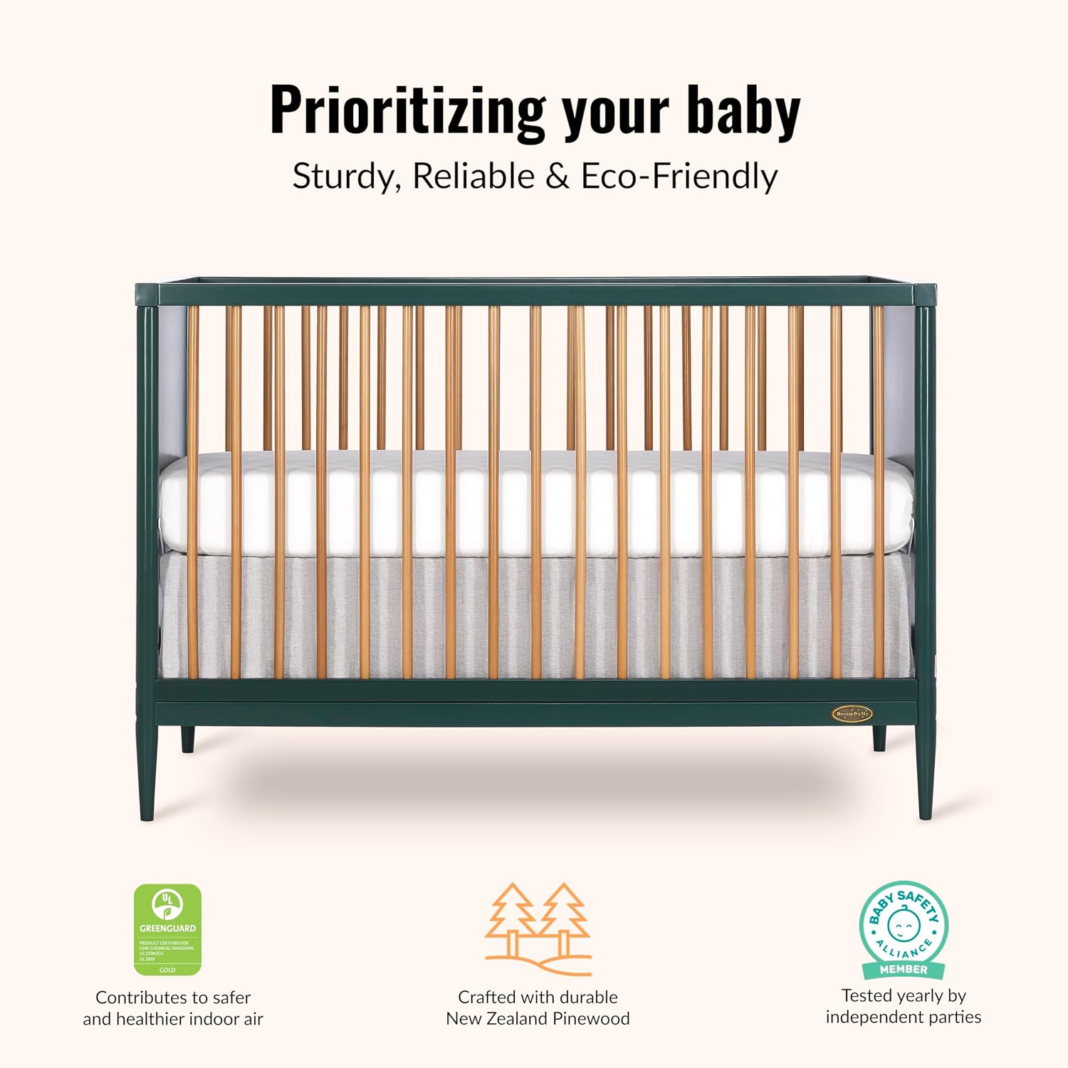 Dream On Me Clover Changing Table with Rounded Spindles in White