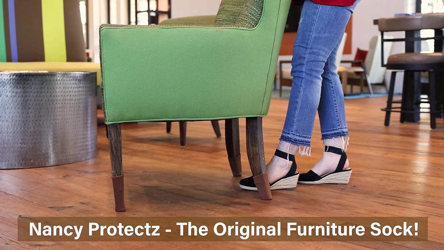 Small/Chocolate Brown, NancyProtectz Patented with Grips/Chair Leg Floor Protectors. The Original Furniture Sock