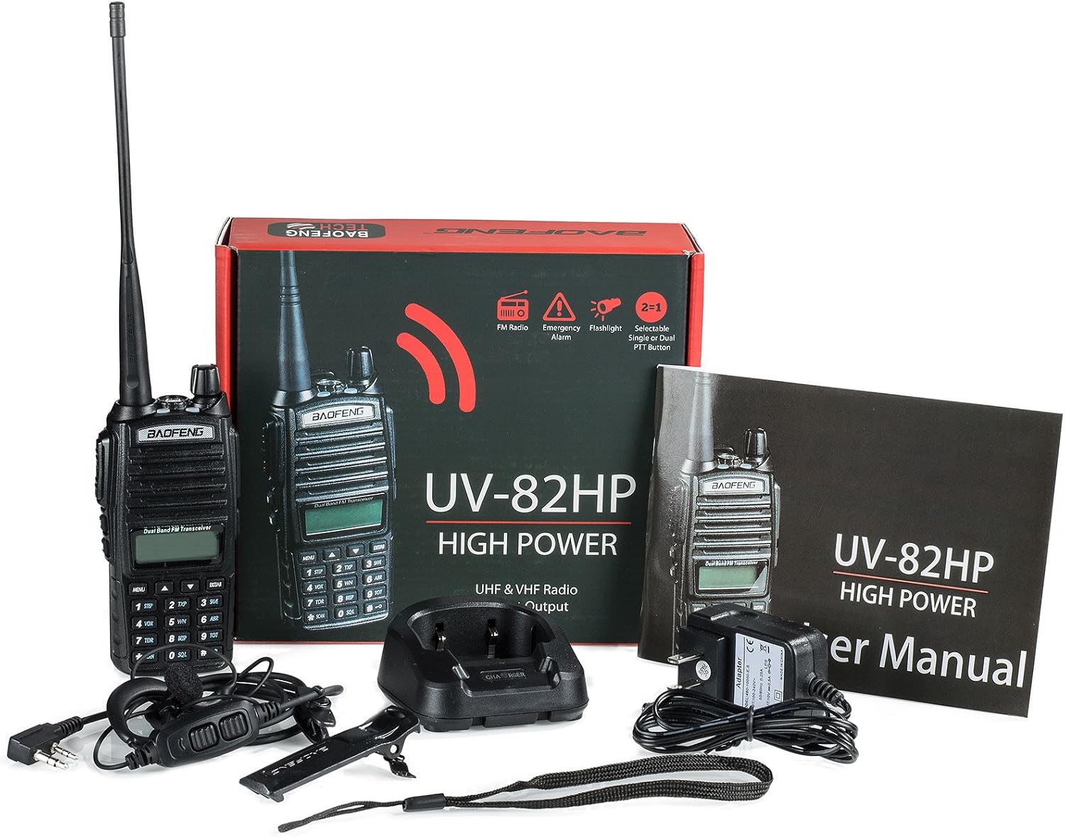 BaoFeng UV-82HP High Power Dual Band Radio: 136-174mhz (VHF) 400-520mhz (UHF) Two-Way Radio