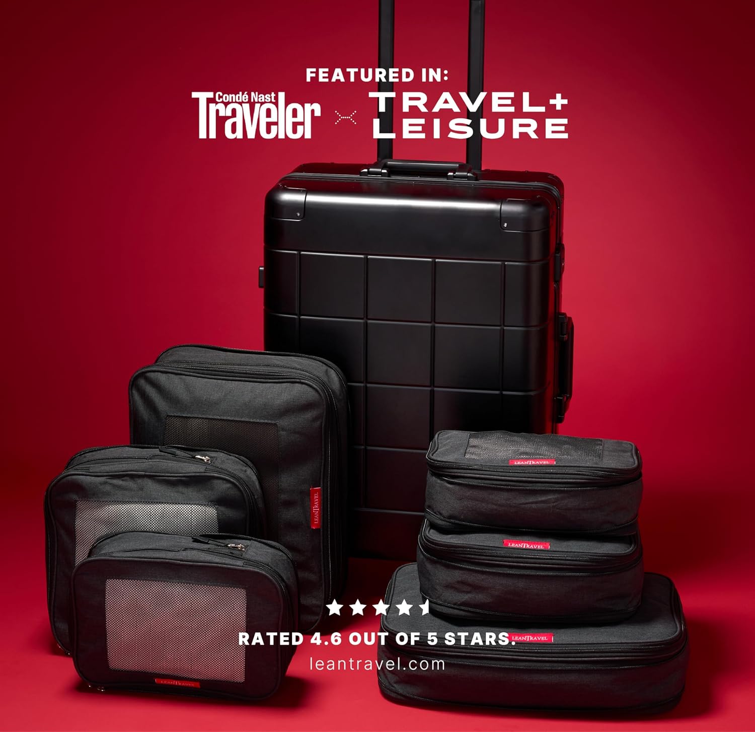 LeanTravel Premium Compression Packing Cubes for Travel - Suitcase Organizer Bags with Double Zipper & Breathable Mesh Panel - Space Saving Carry On Luggage Essentials (6-Pack, Grey)