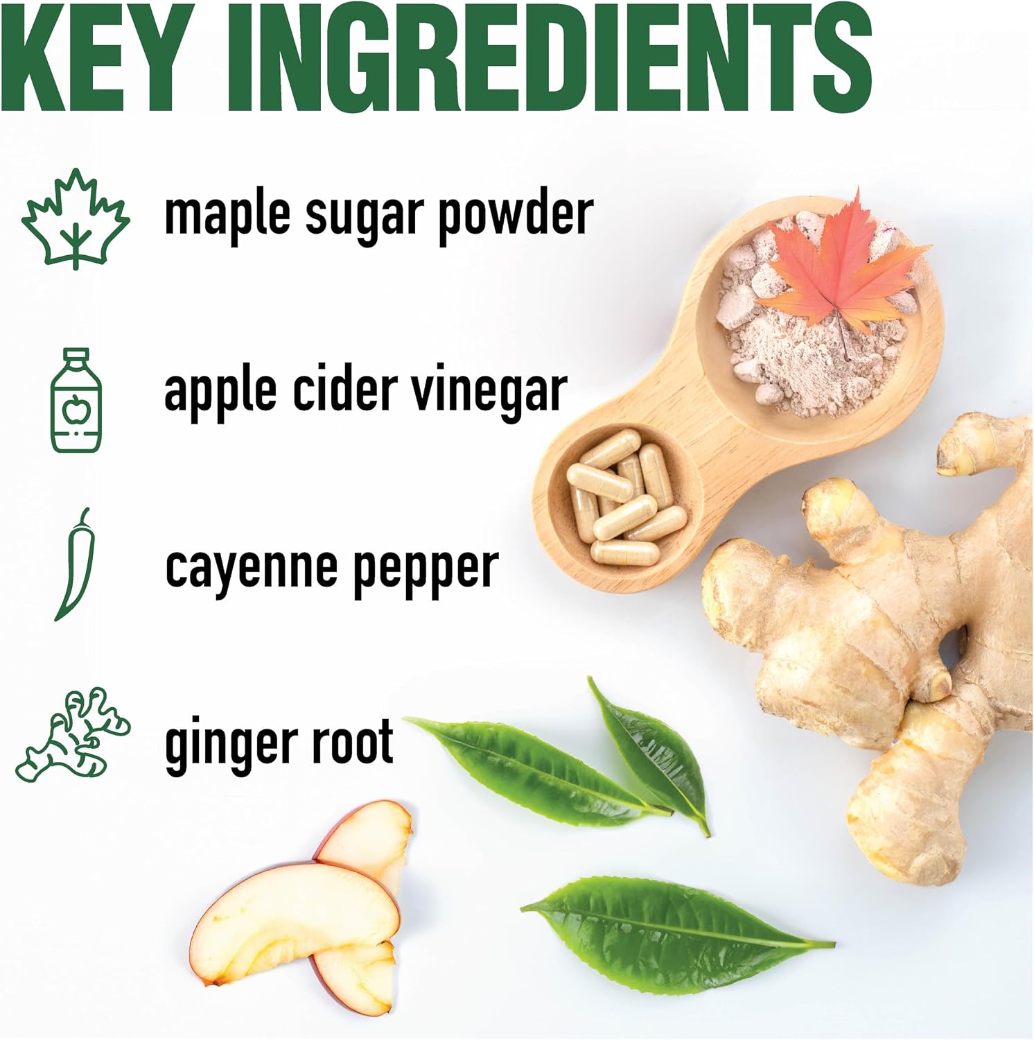 Country Farms Apple Cider Vinegar Capsules, with Ginger, Cayenne and Maple, Helps Aid Digestion, Supports Healthy Weight Loss, Cleanses and Detoxifies