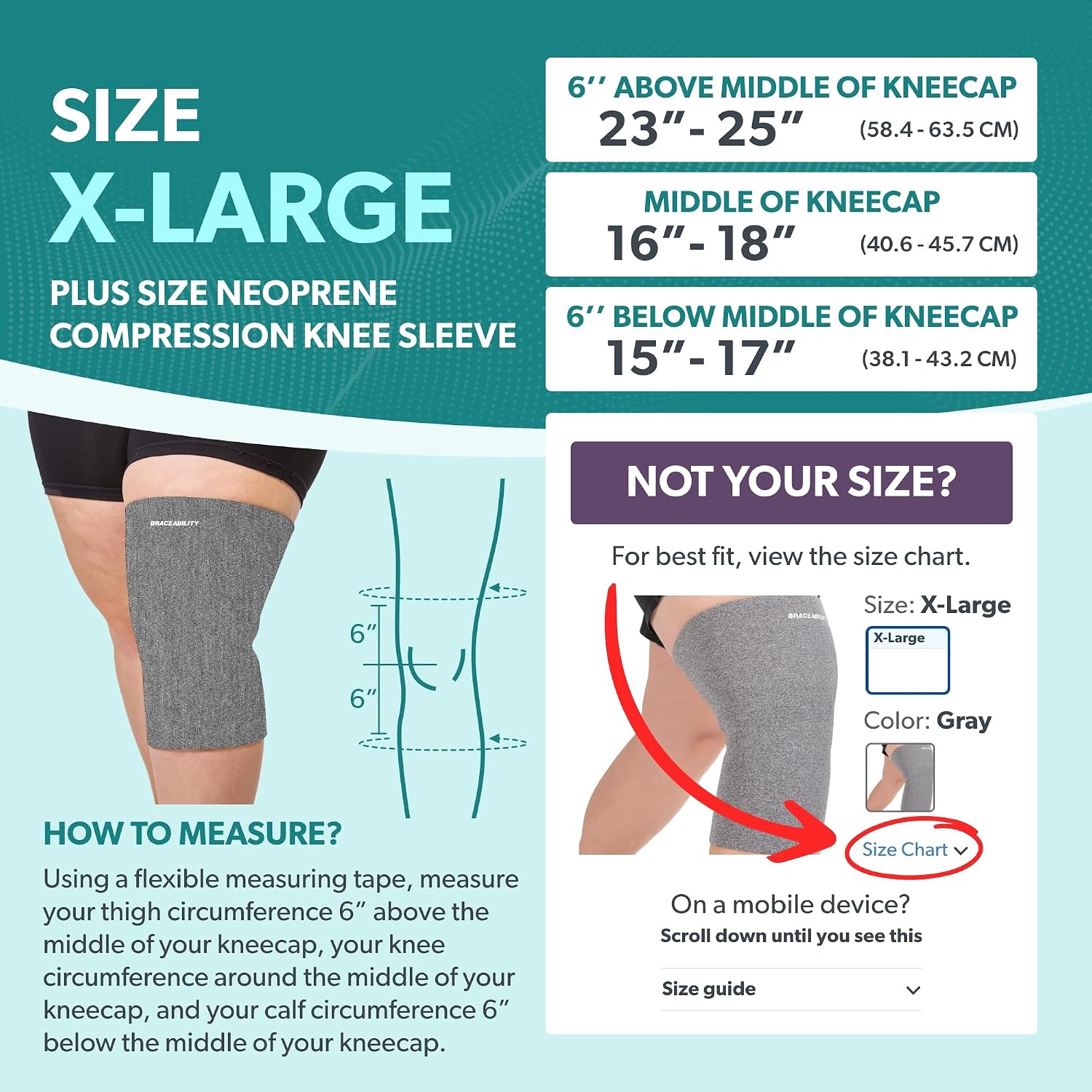 BraceAbility Plus Size Neoprene Knee Sleeve - 5X Bariatric Compression Support Brace for Women's or Men's Arthritis Joint Pain Relief and Treatment, Fitting Big Legs and Obese Thighs (5XL)