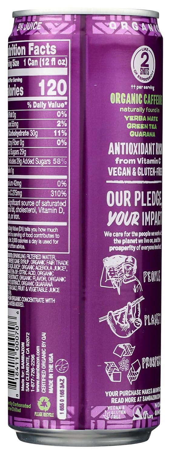 Sambazon, Energy Drink Single Organic, 12 Fl Oz