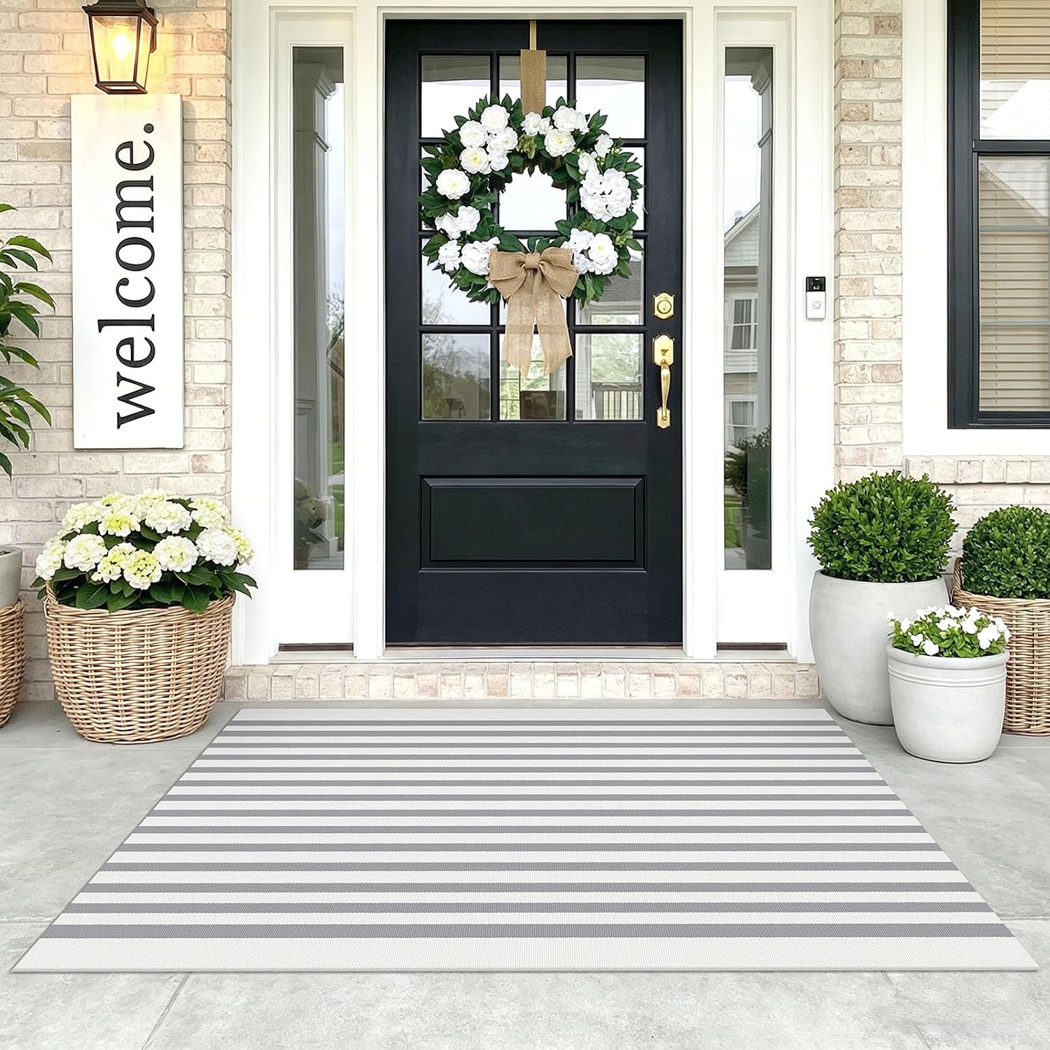 KOZYFLY Black and White Area Rug 3x5 Ft Washable