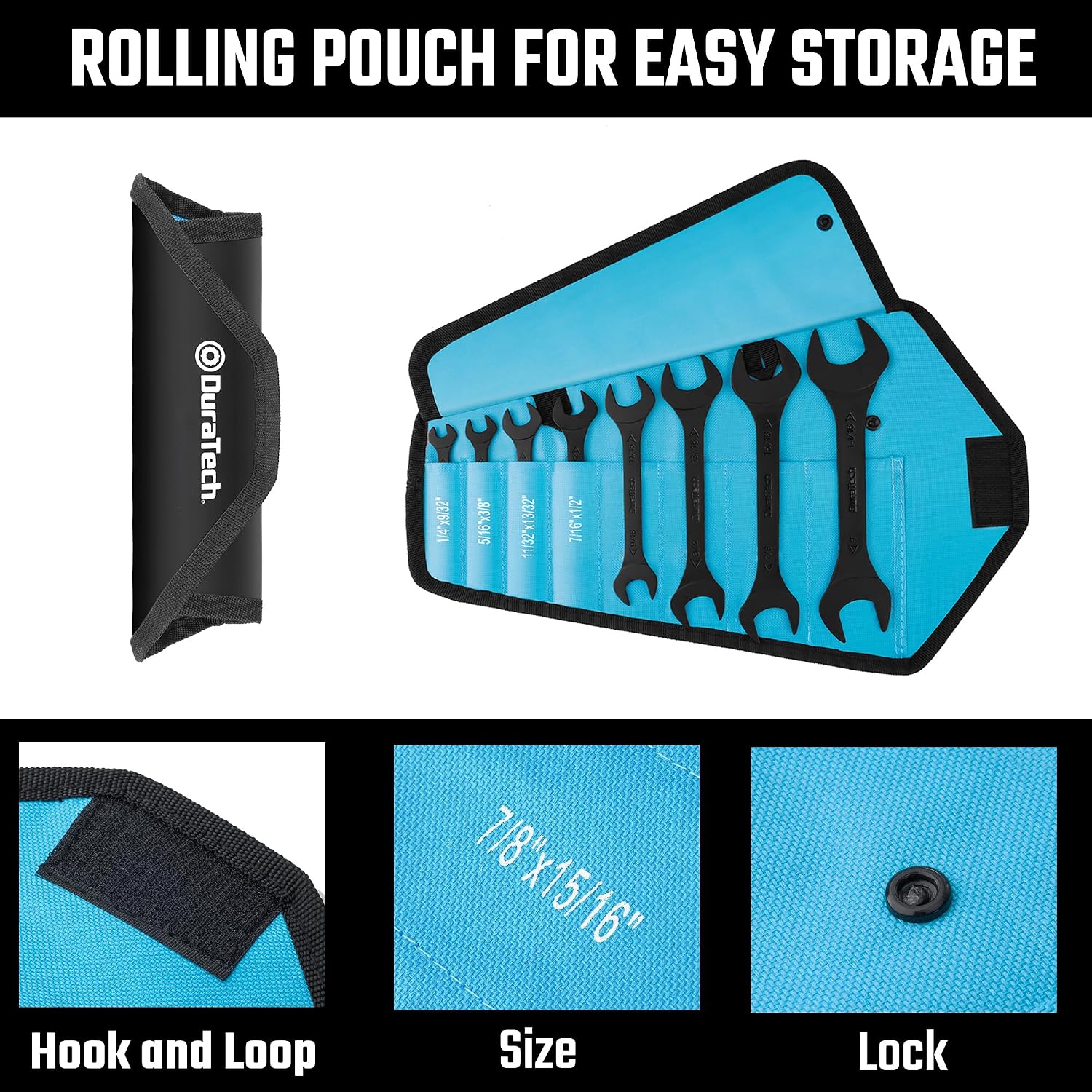 DURATECH Super-Thin Open End Wrench Set, 8-Piece, Metric