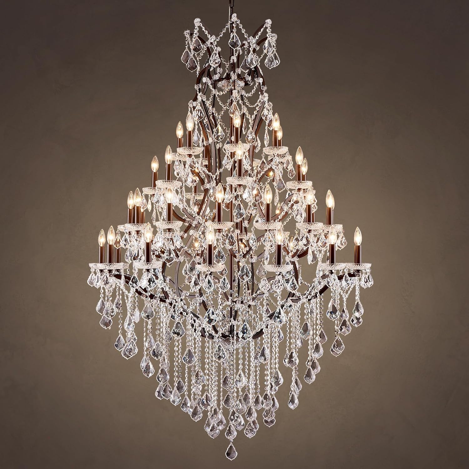42 Lights Large Crystal Chandeliers for High Ceilings Maria Theresa Chandelier Light Fixture Heavy Vintage Chandelier for Foyer Hallway Entryway