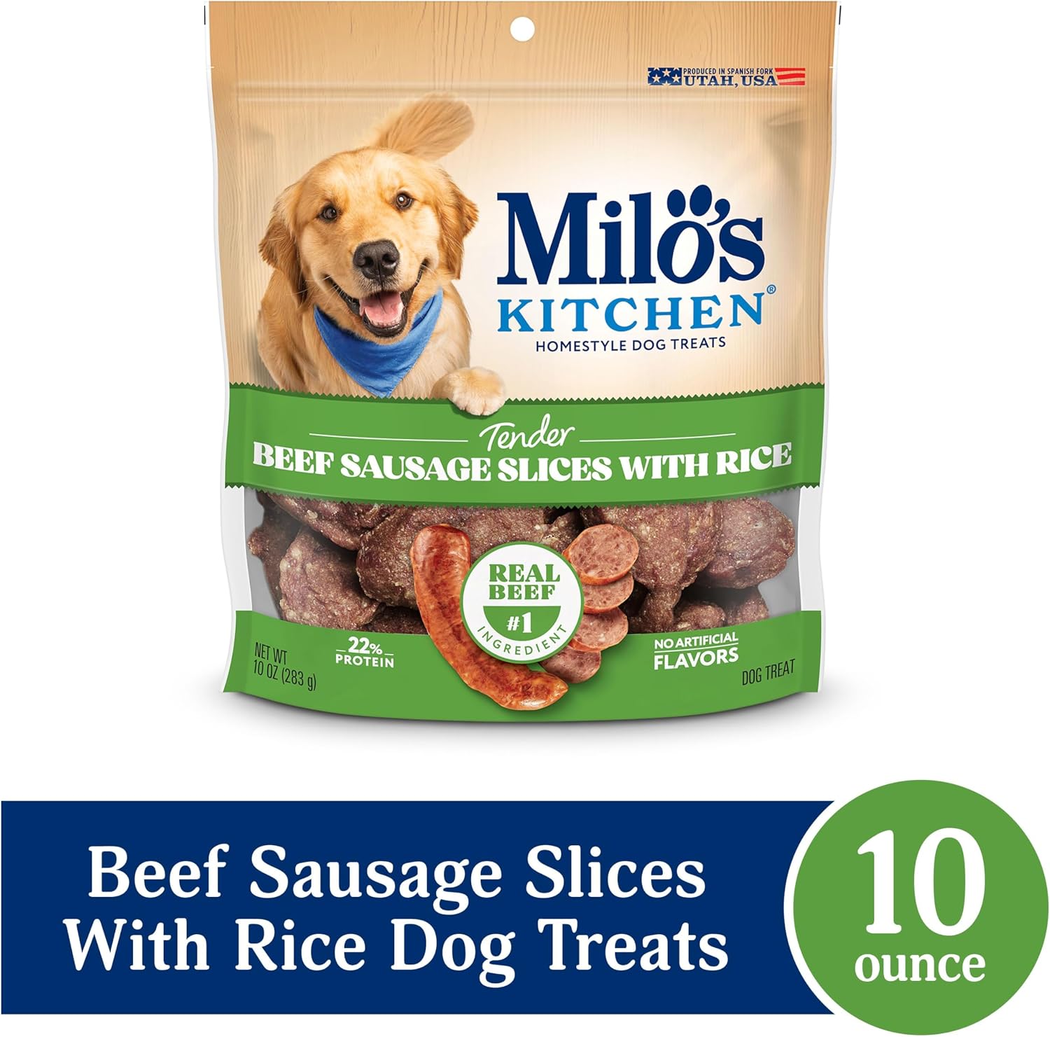 Milo’s Kitchen Chicken & Apple Sausage Slices Dog Treats, 18 Oz. Bag
