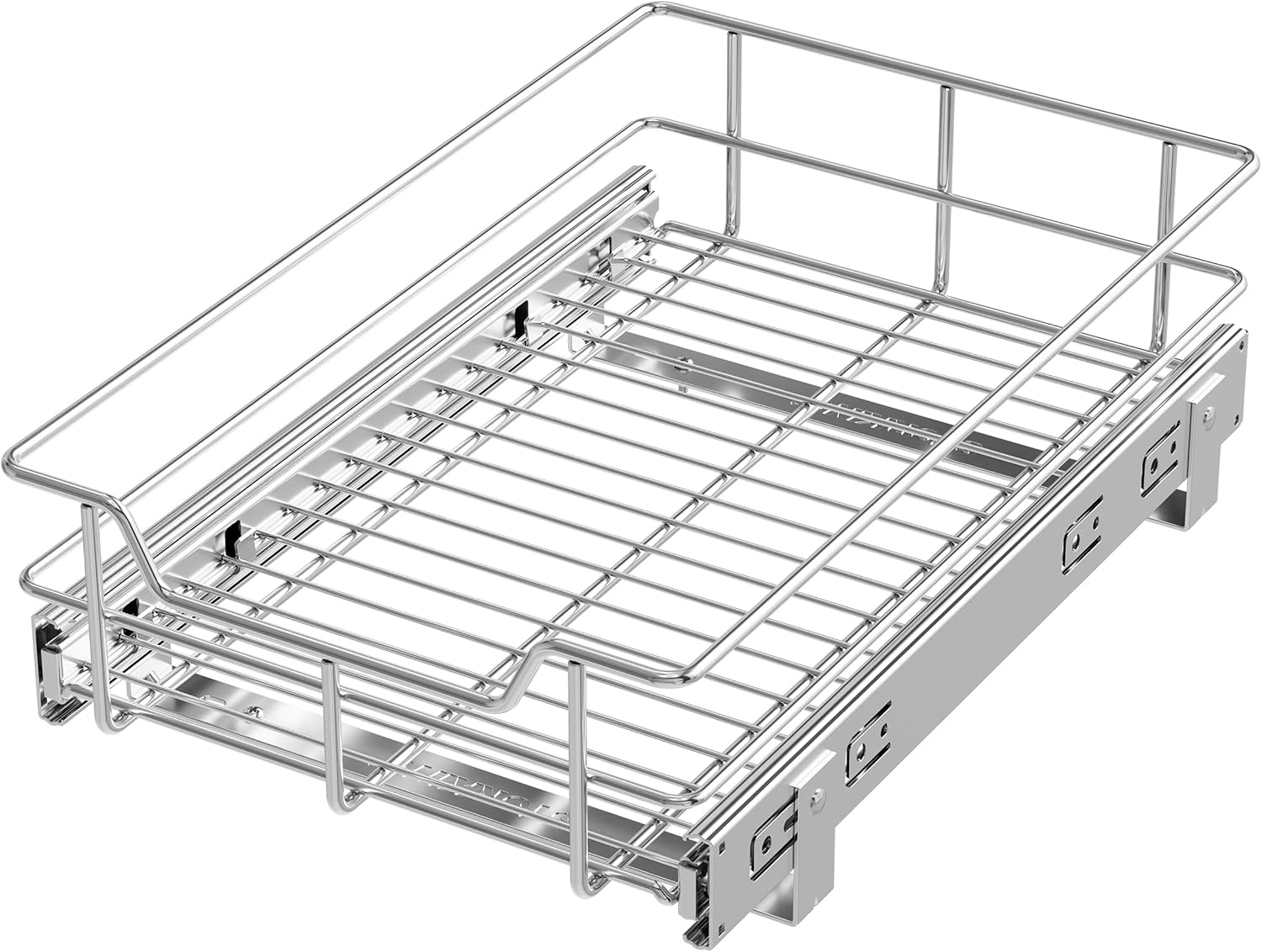 2 Tier Pull Out Cabinet Organizer 11" W X 22" D, Chromed, Full Slide Out