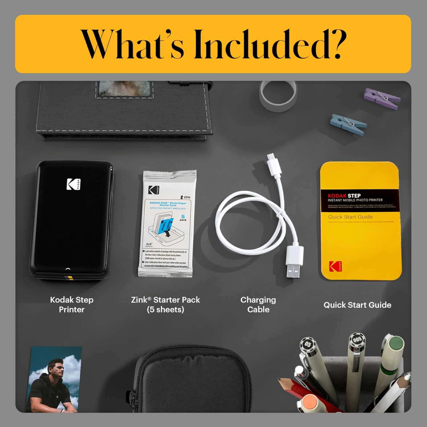 KODAK Step Instant Smartphone Photo Printer, Portable Mini Color Wireless Mobile Printer, Zink 2x3” (5.1x7.5 cm) Sticky-Back Photos