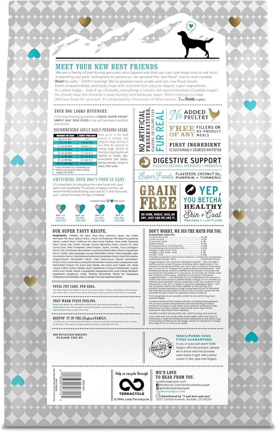 I and love and you Nude Super Food Dry Dog Food - Salmon + Whitefish - Prebiotic + Probiotic, Grain Free, Real Meat, No Fillers, 5lb Bag