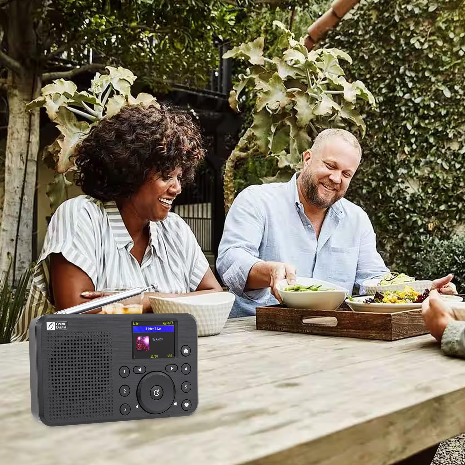 Ocean Digital WR-18 Handheld Portable Internet Radio, FM, Bluetooth Speaker, Micro SD, Rechargeable, 5 Preset Buttons, Dimmer, Auto-Off Timer