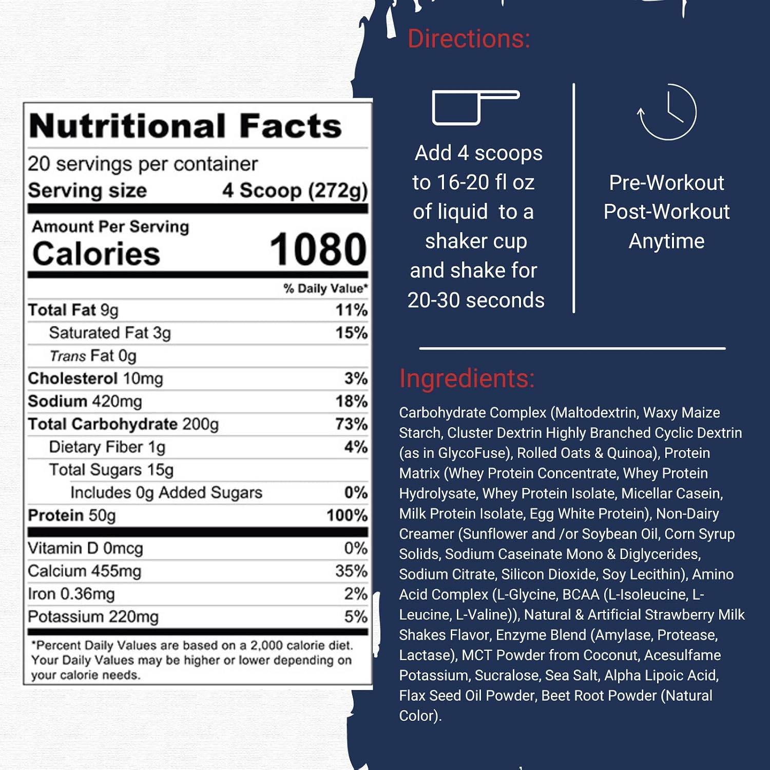 Gaspari Nutrition Real Mass: Advanced Weight Gainer, Protein and Complex Carb Blend, 50g Protein, 16g EAAs, Gluten-Free, 12 lbs (Vanilla Milkshake)