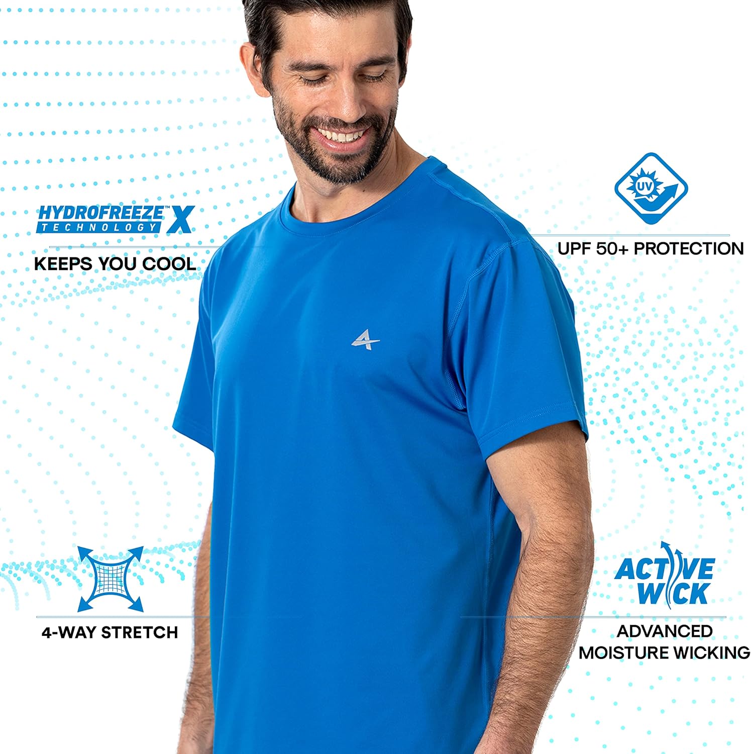 Arctic Cool Men’s Crew Neck Instant Cooling Moisture Wicking Performance UPF 50+ Short Sleeve Workout Shirt